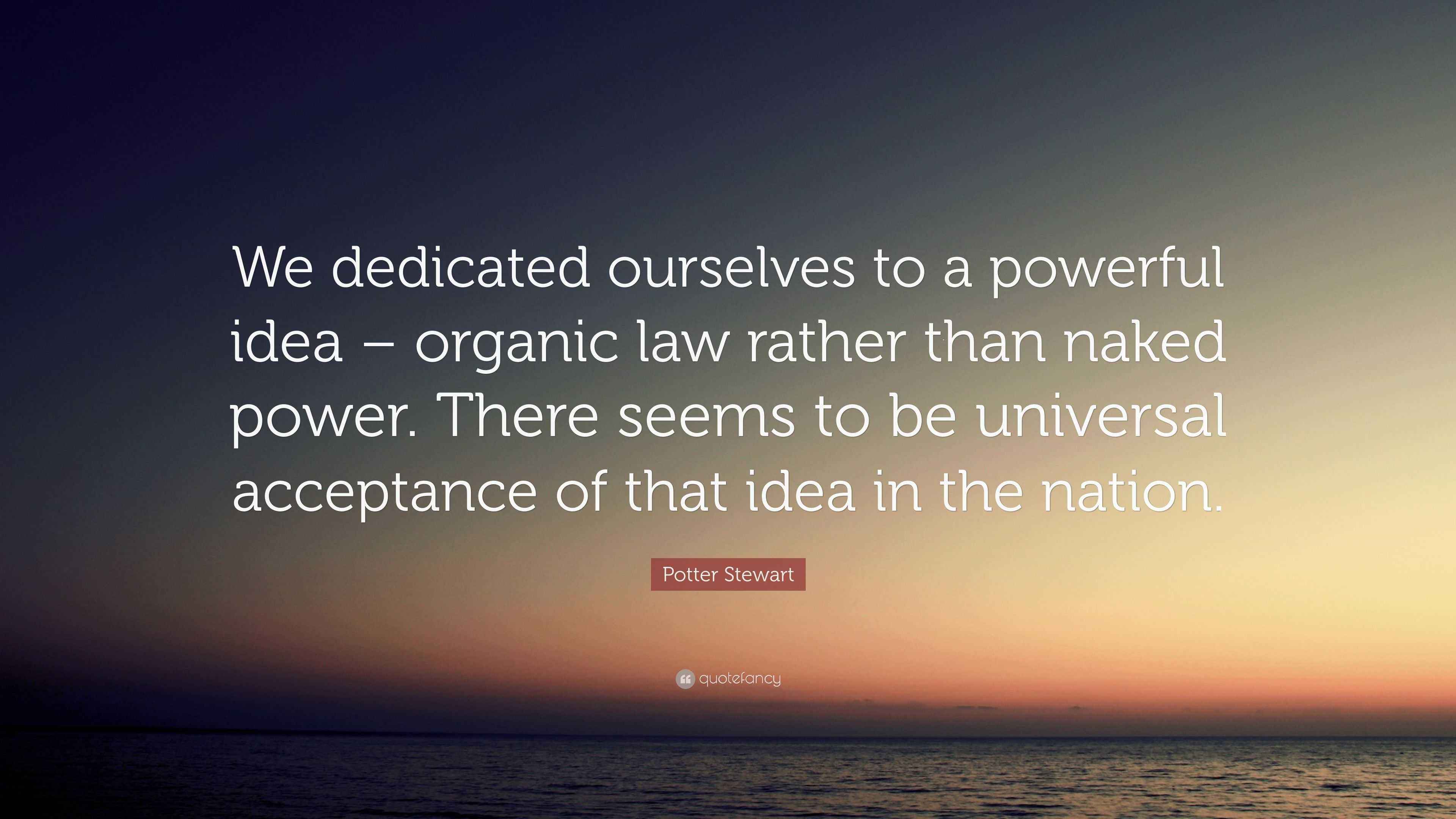 Potter Stewart Quote “We dedicated ourselves to a powerful idea