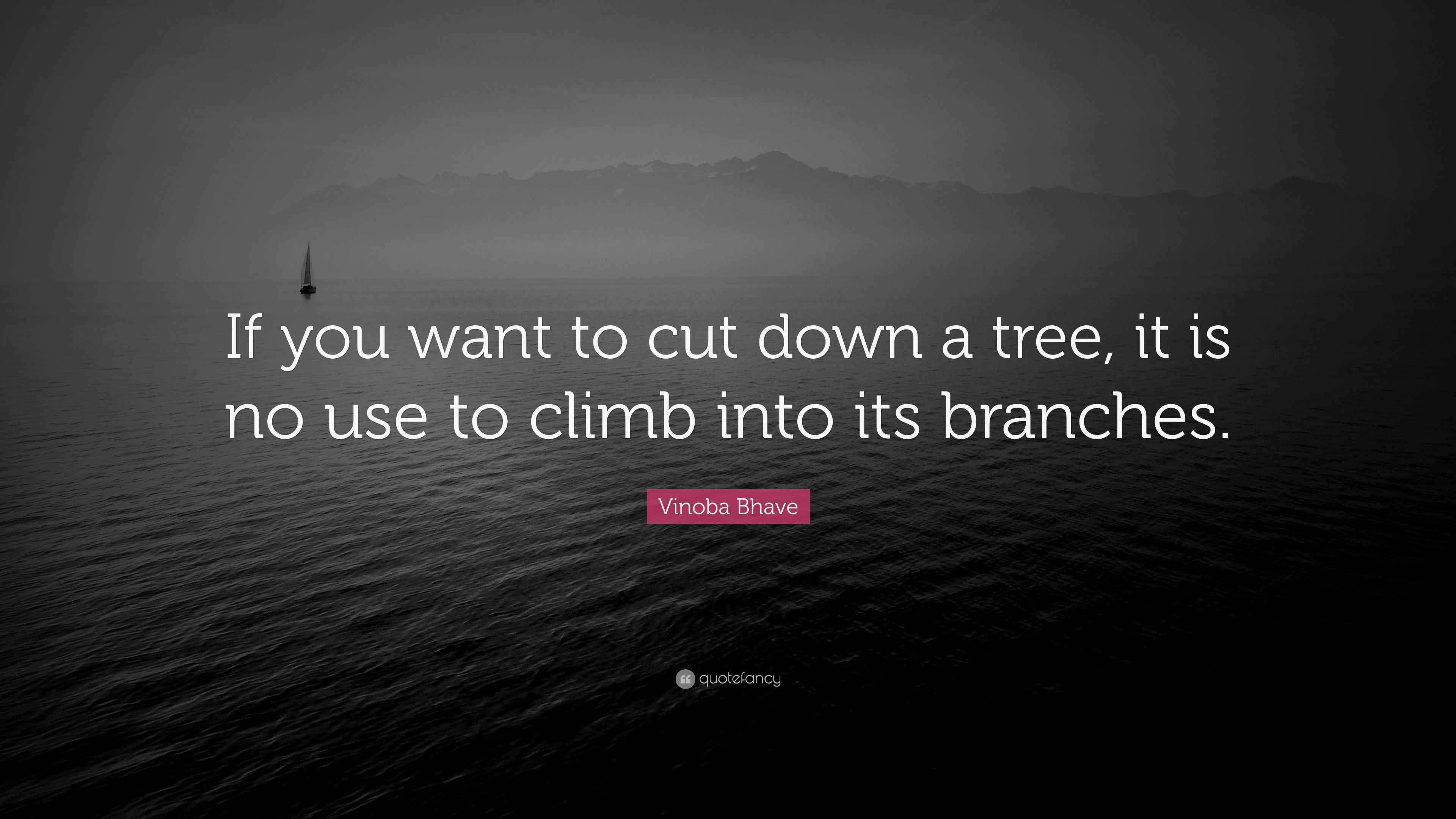 Vinoba Bhave Quote “If you want to cut down a tree, it is no use to