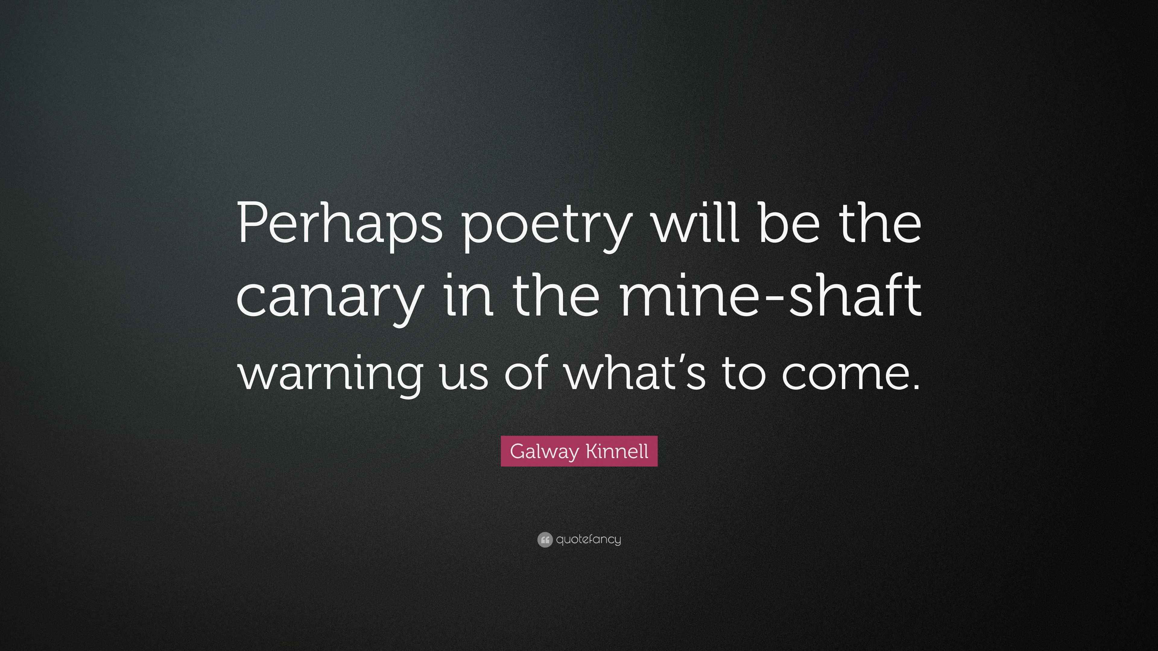 Galway Kinnell Quote “Perhaps poetry will be the canary in the mine