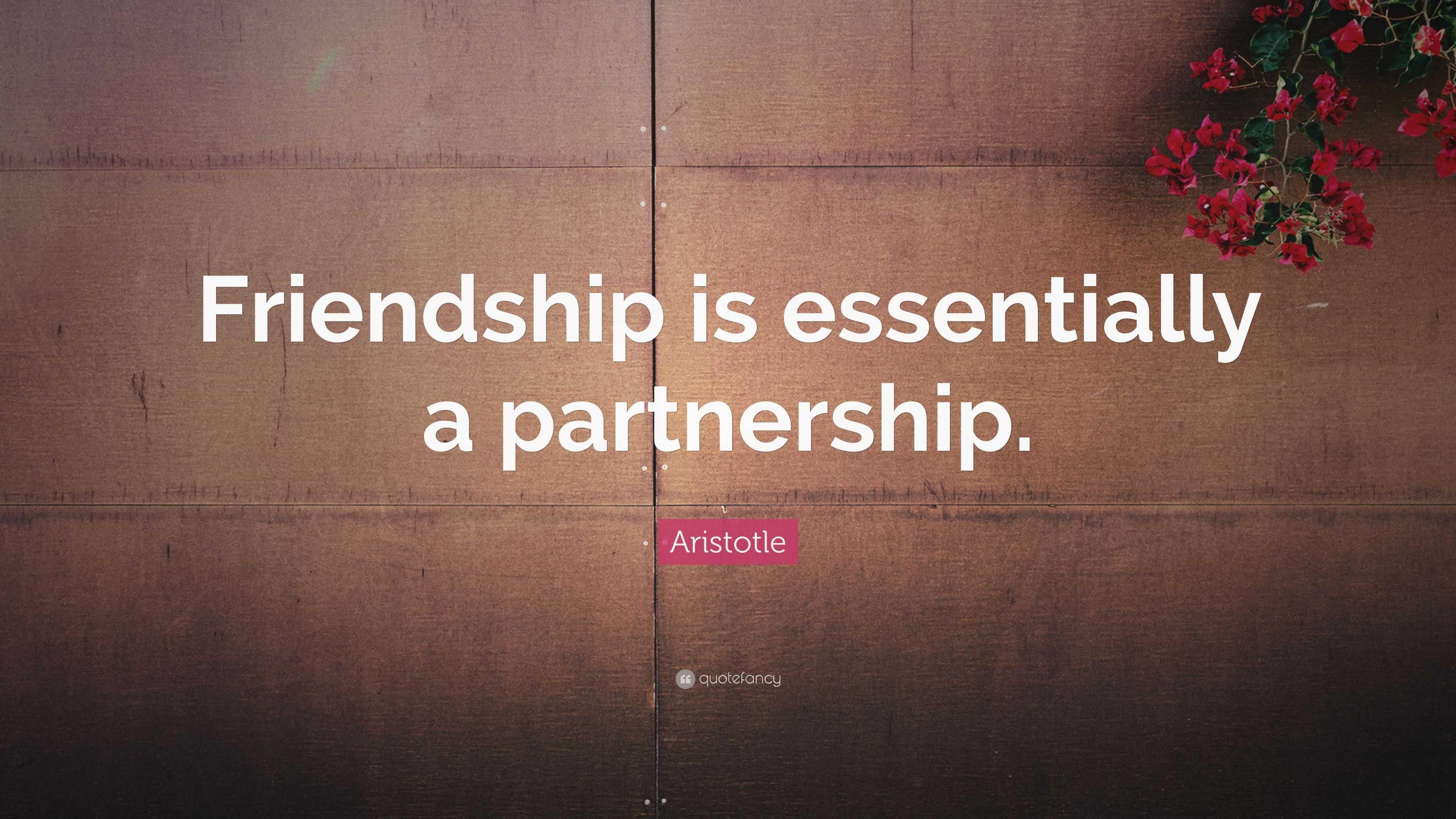 Aristotle Quote: “Friendship is essentially a partnership.”