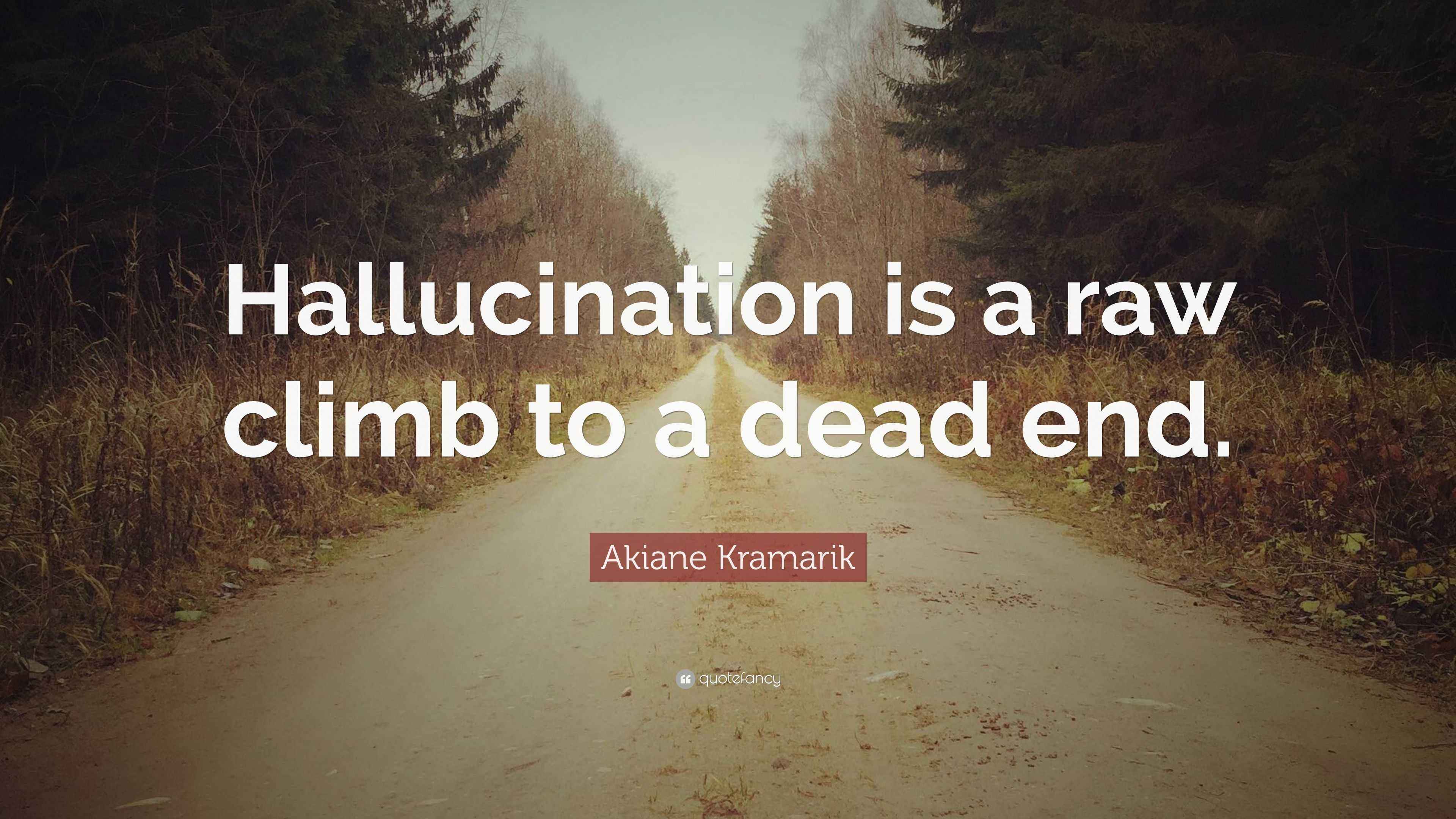Akiane Kramarik Quote: “Hallucination is a raw climb to a dead end.”