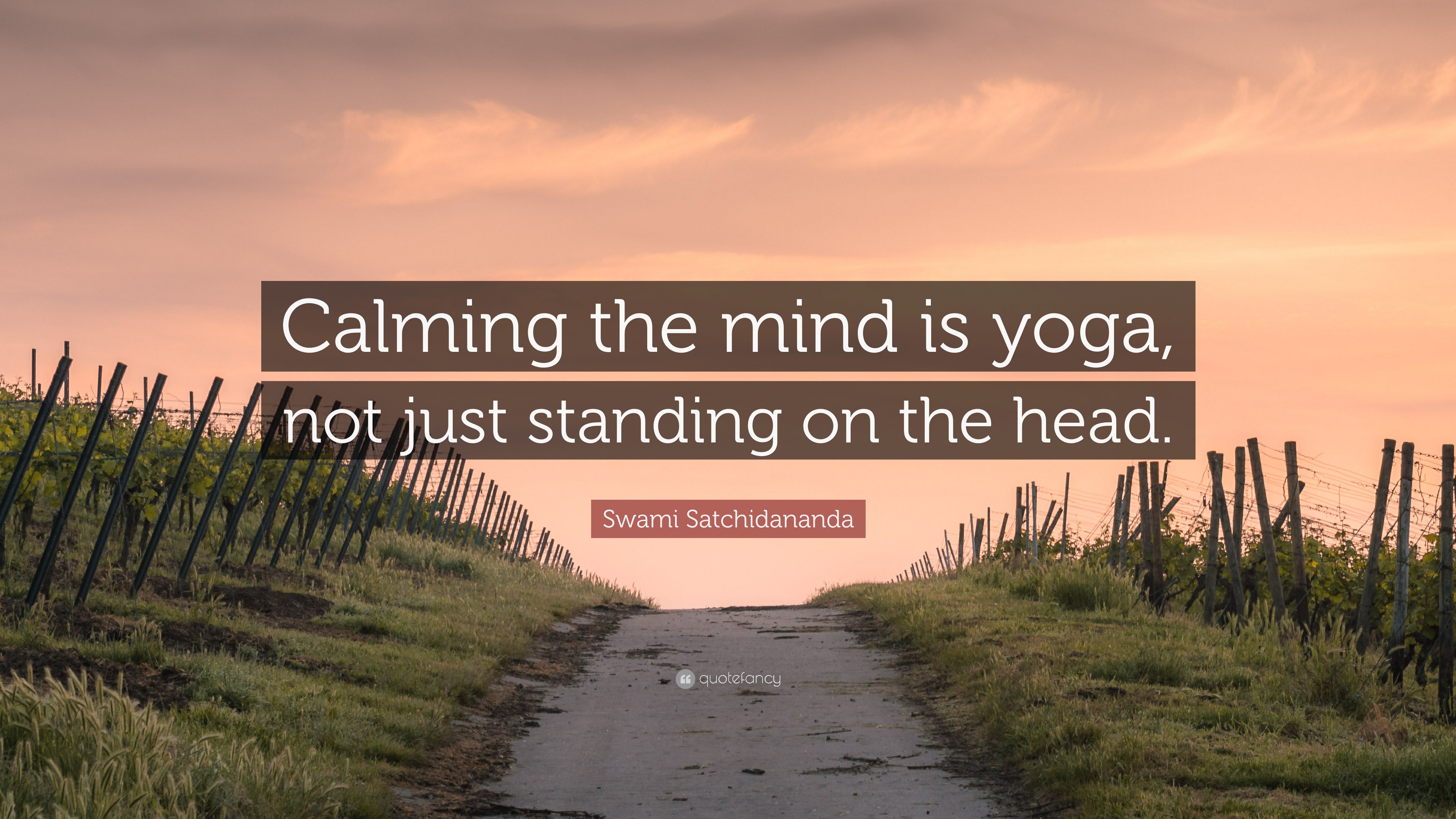 Swami Satchidananda Quote: “Calming the mind is yoga, not just standing on  the head.”