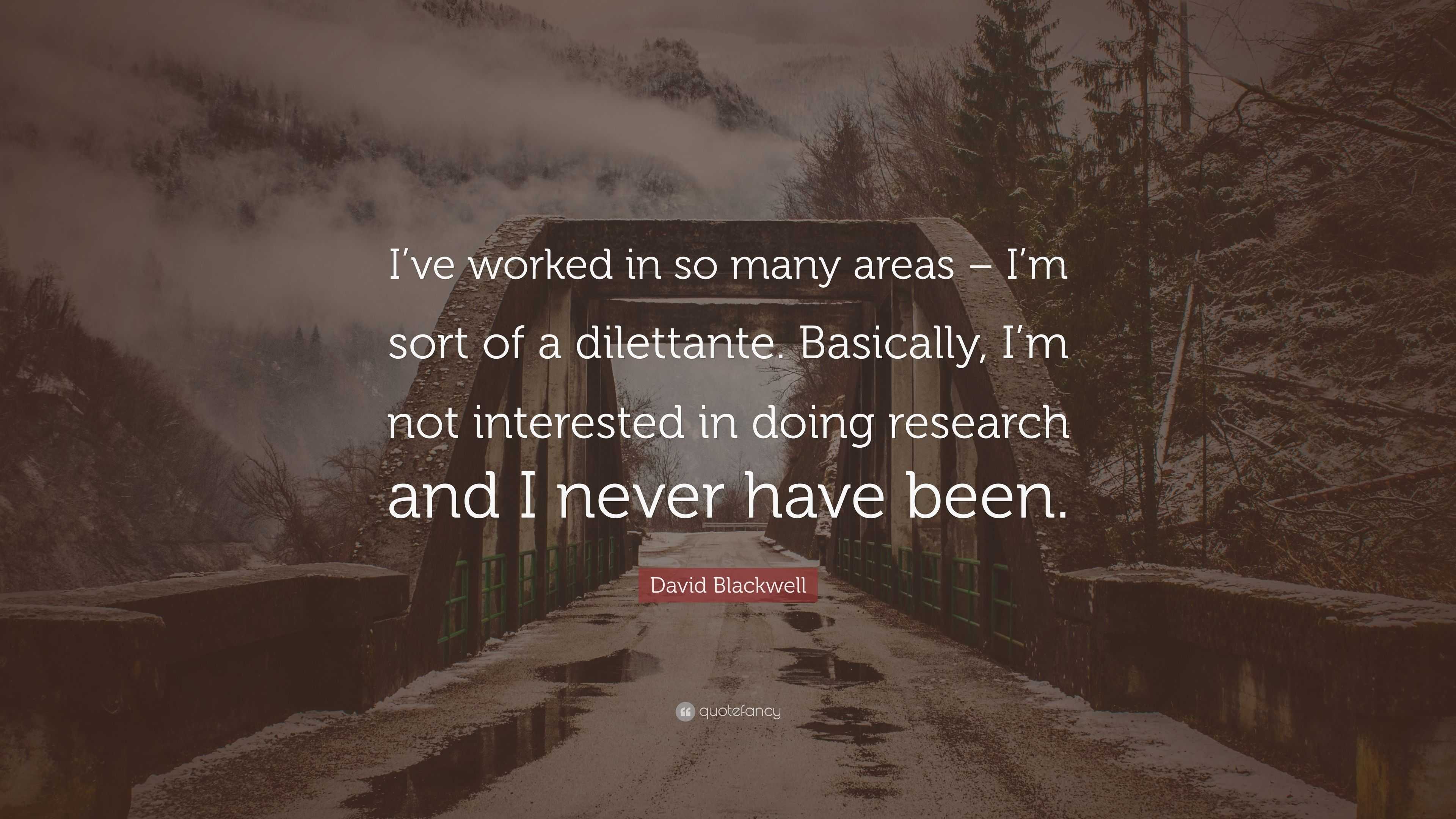 David Blackwell Quote “I’ve worked in so many areas I’m sort of a