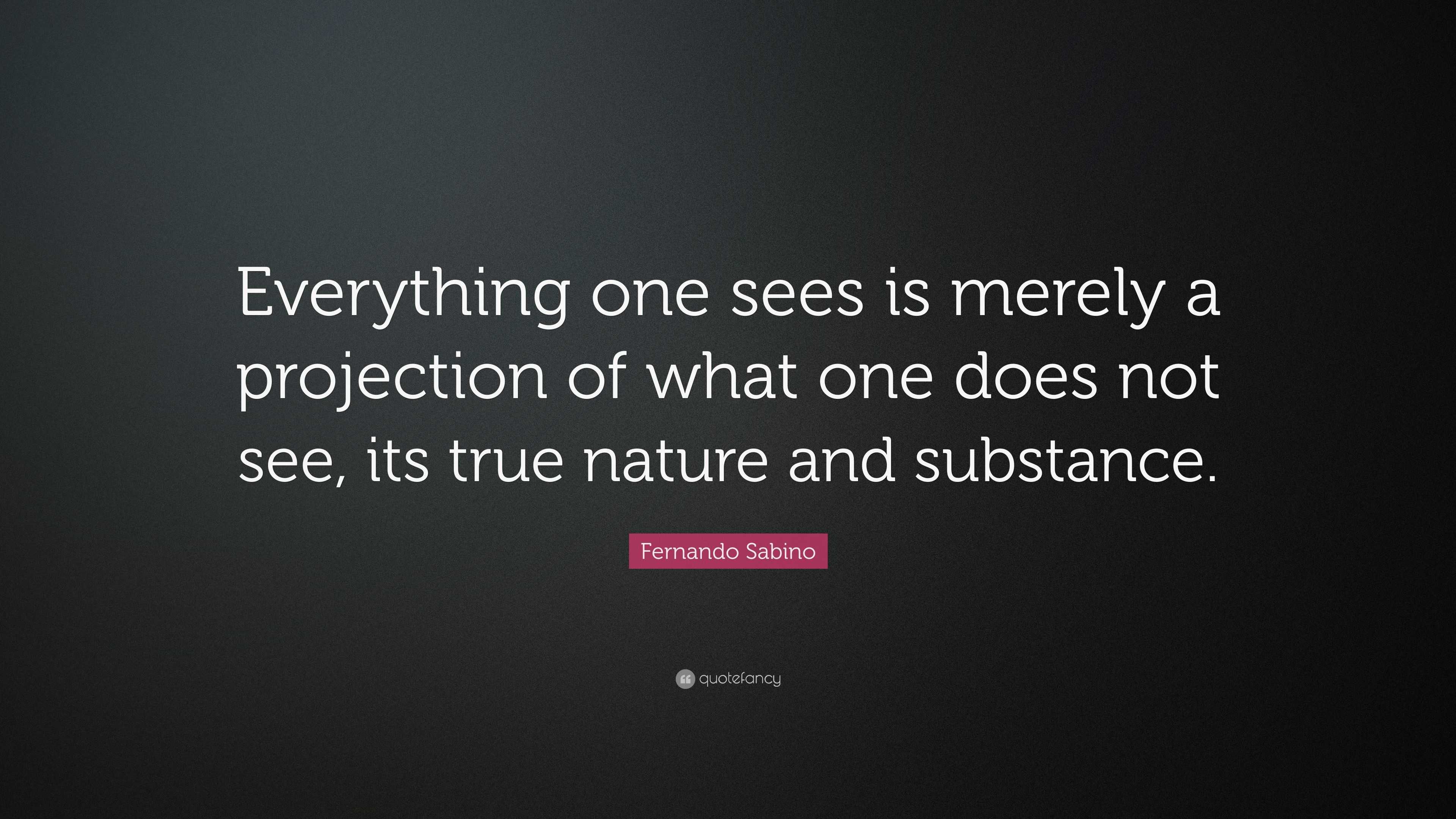 Fernando Sabino Quote “Everything one sees is merely a projection of what one does not see, its