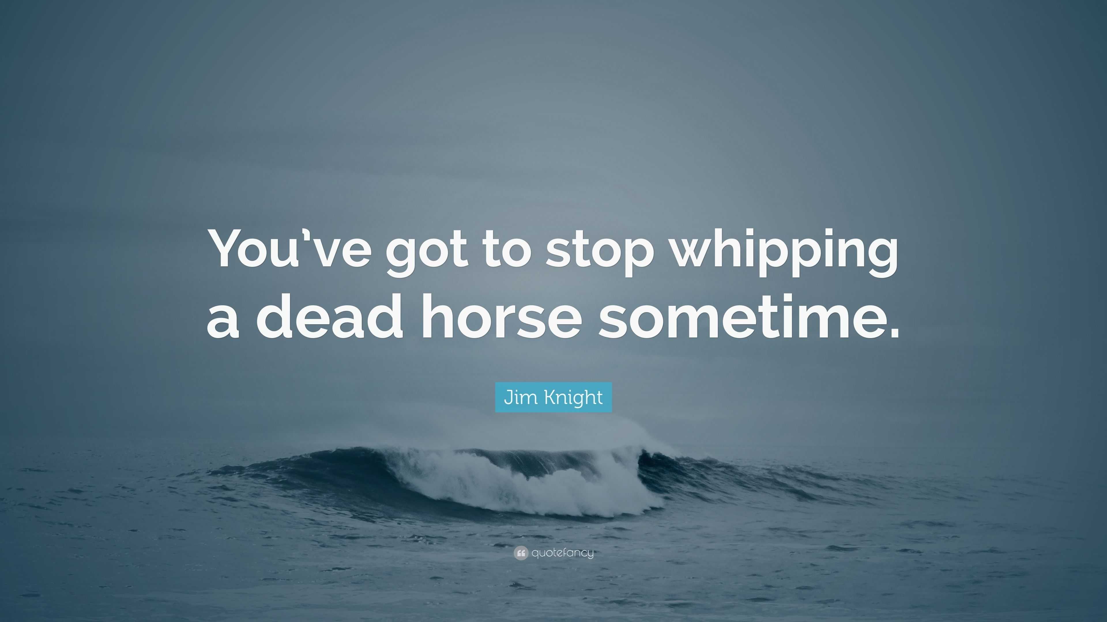 Jim Knight Quote “You’ve got to stop whipping a dead horse sometime.”