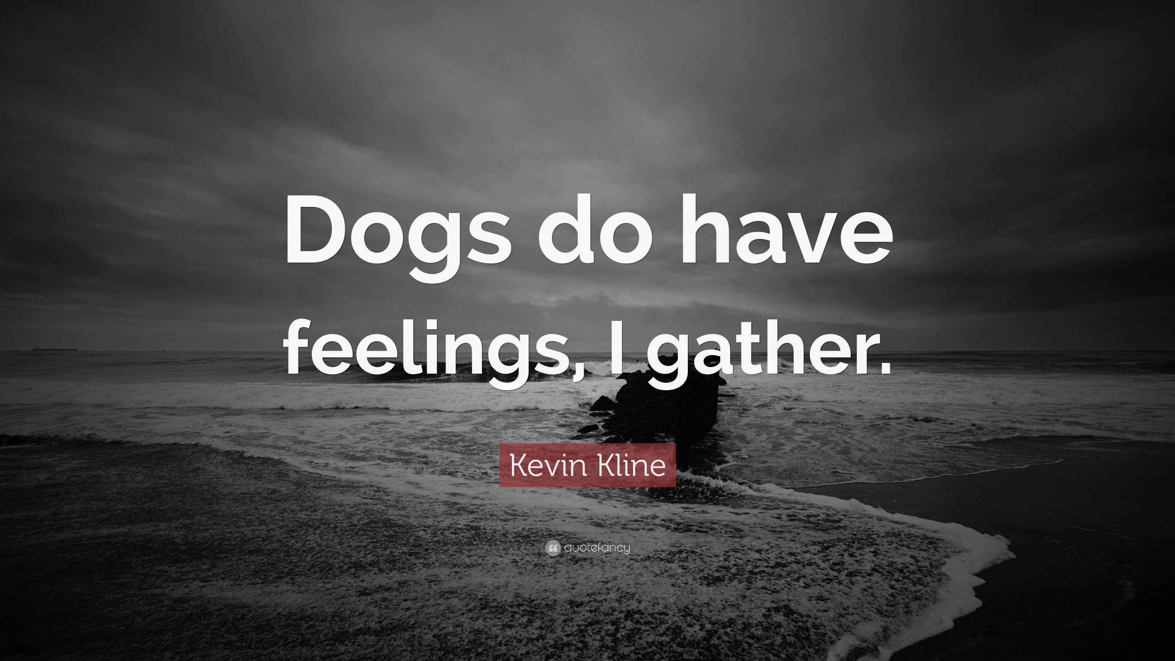 Kevin Kline Quote “Dogs do have feelings, I gather.”