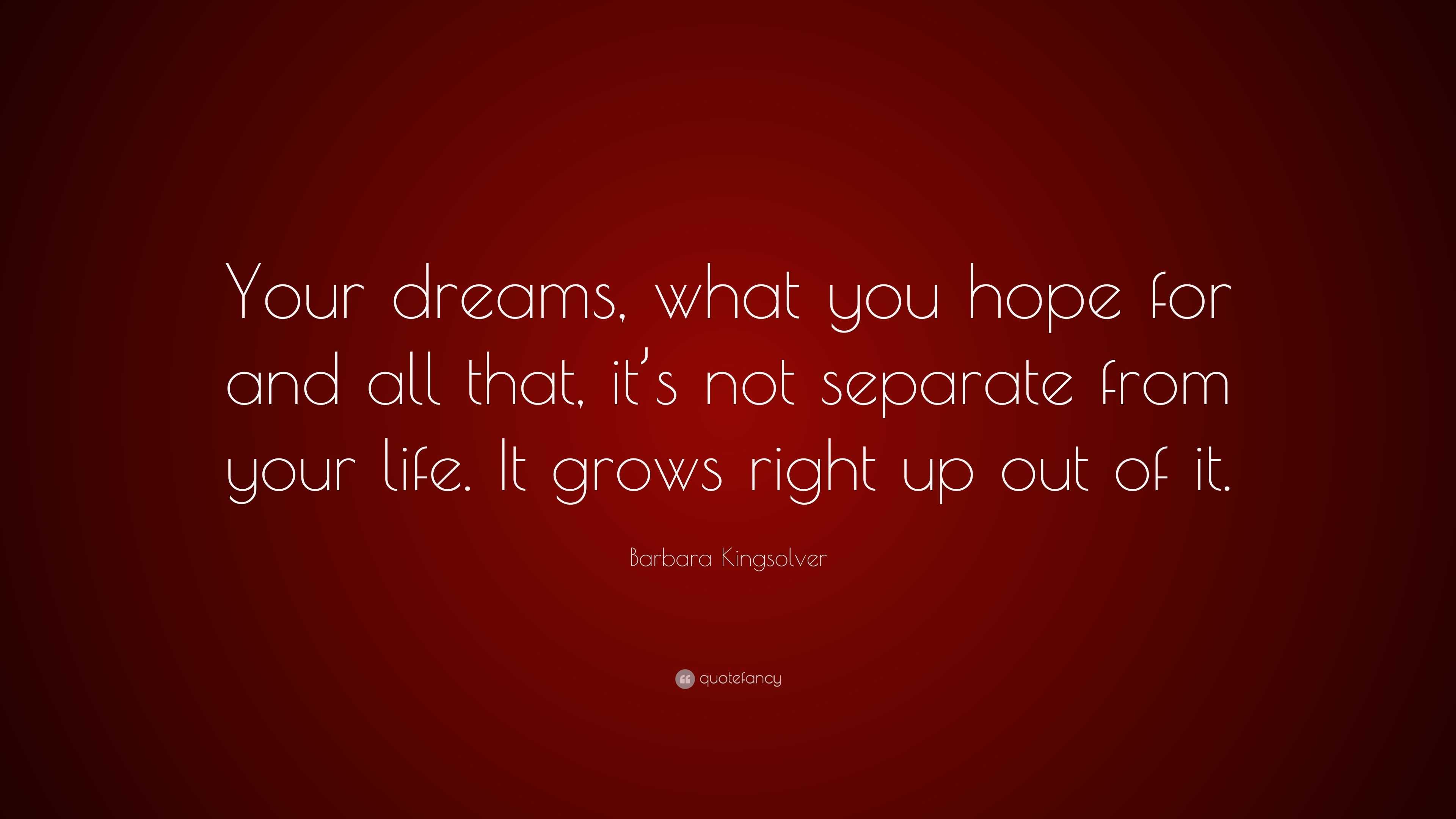 Barbara Kingsolver Quote: “Your dreams, what you hope for and all that ...