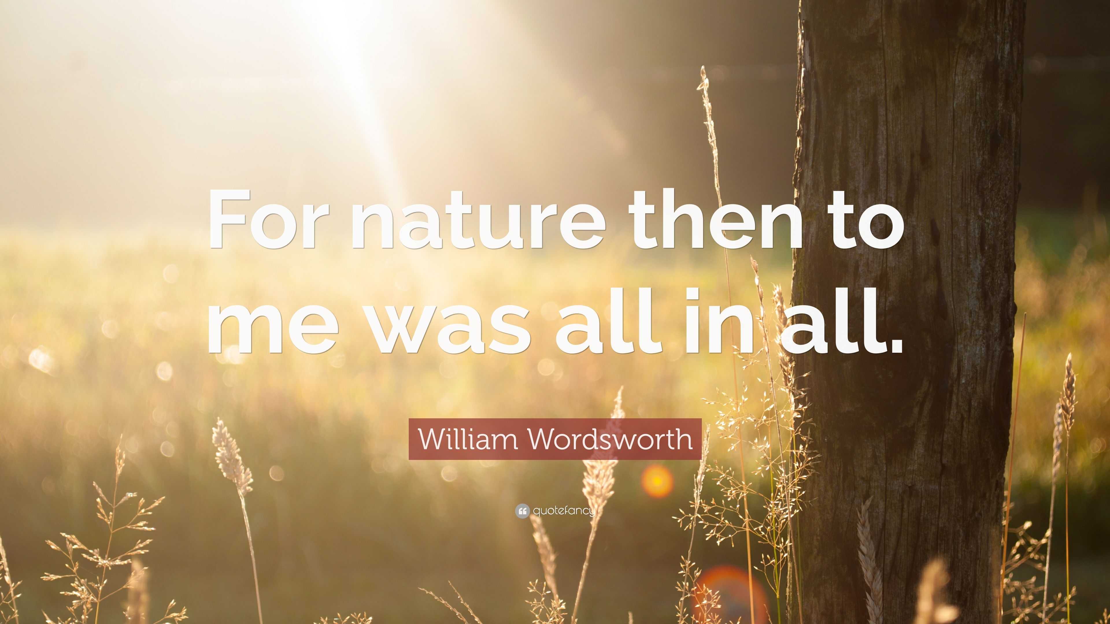 William Wordsworth Quote “for Nature Then To Me Was All In All” 3184