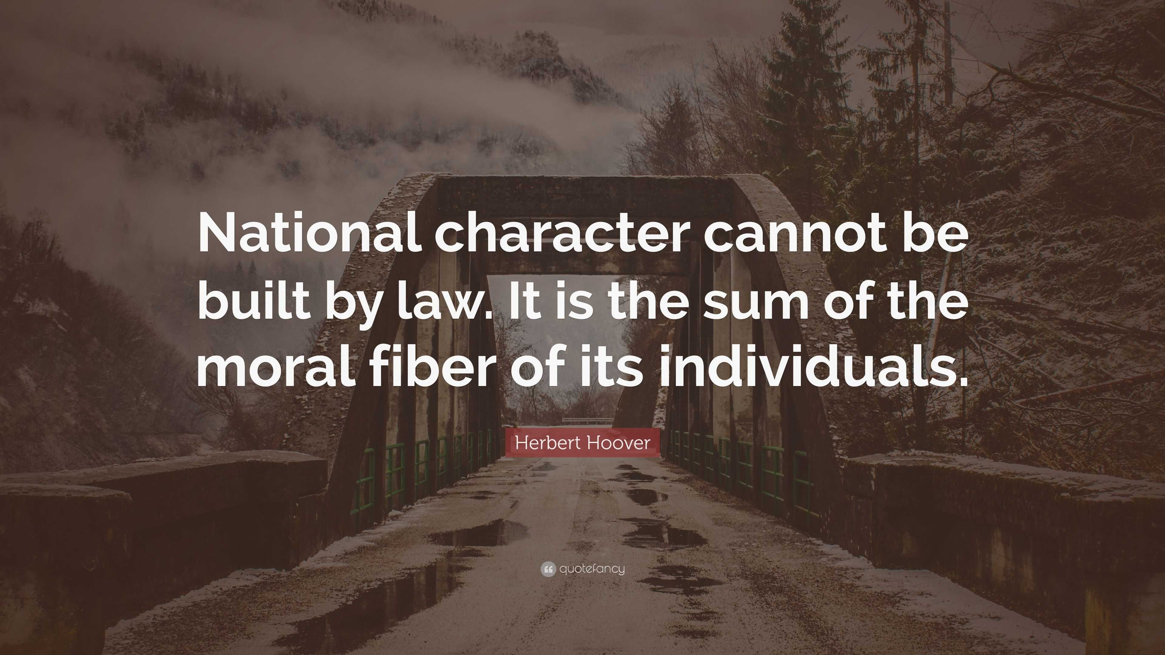 Herbert Hoover Quote “National character cannot be built by law. It is