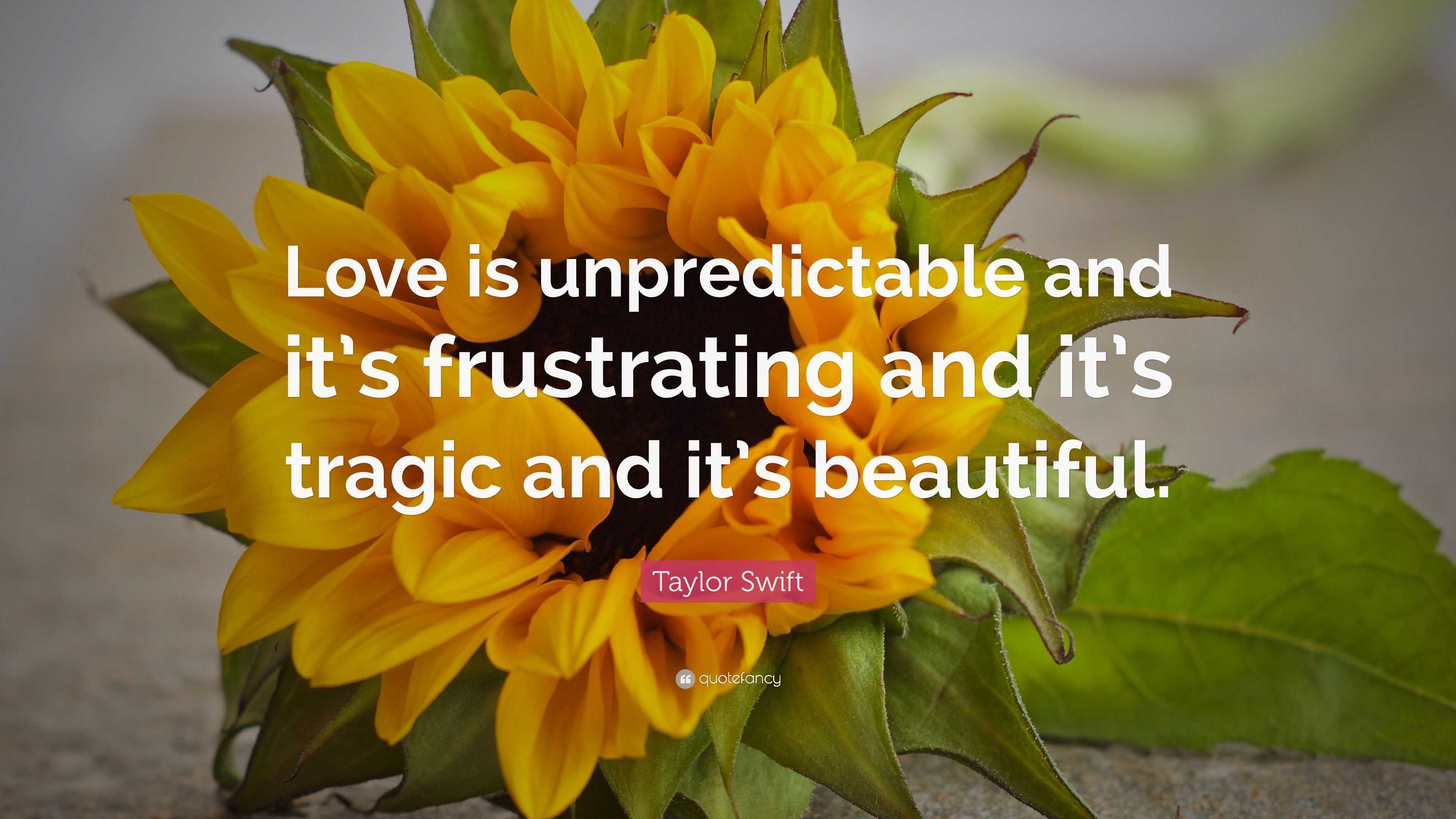 Taylor Swift Quote: “Love is unpredictable and it’s frustrating and it ...