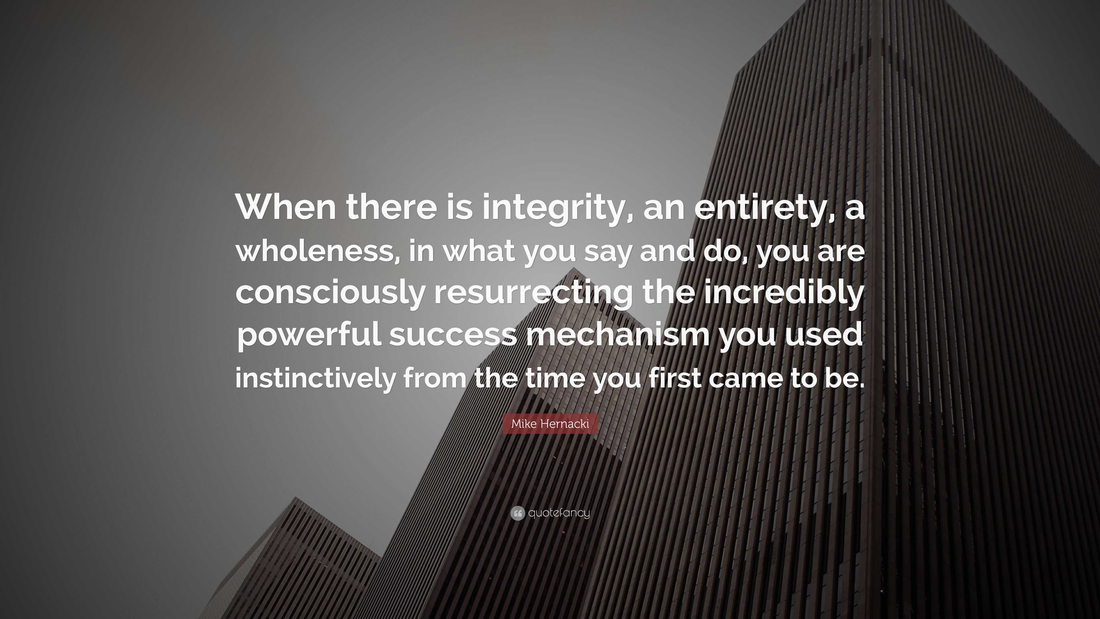 Mike Hernacki Quote: “When there is integrity, an entirety, a wholeness ...