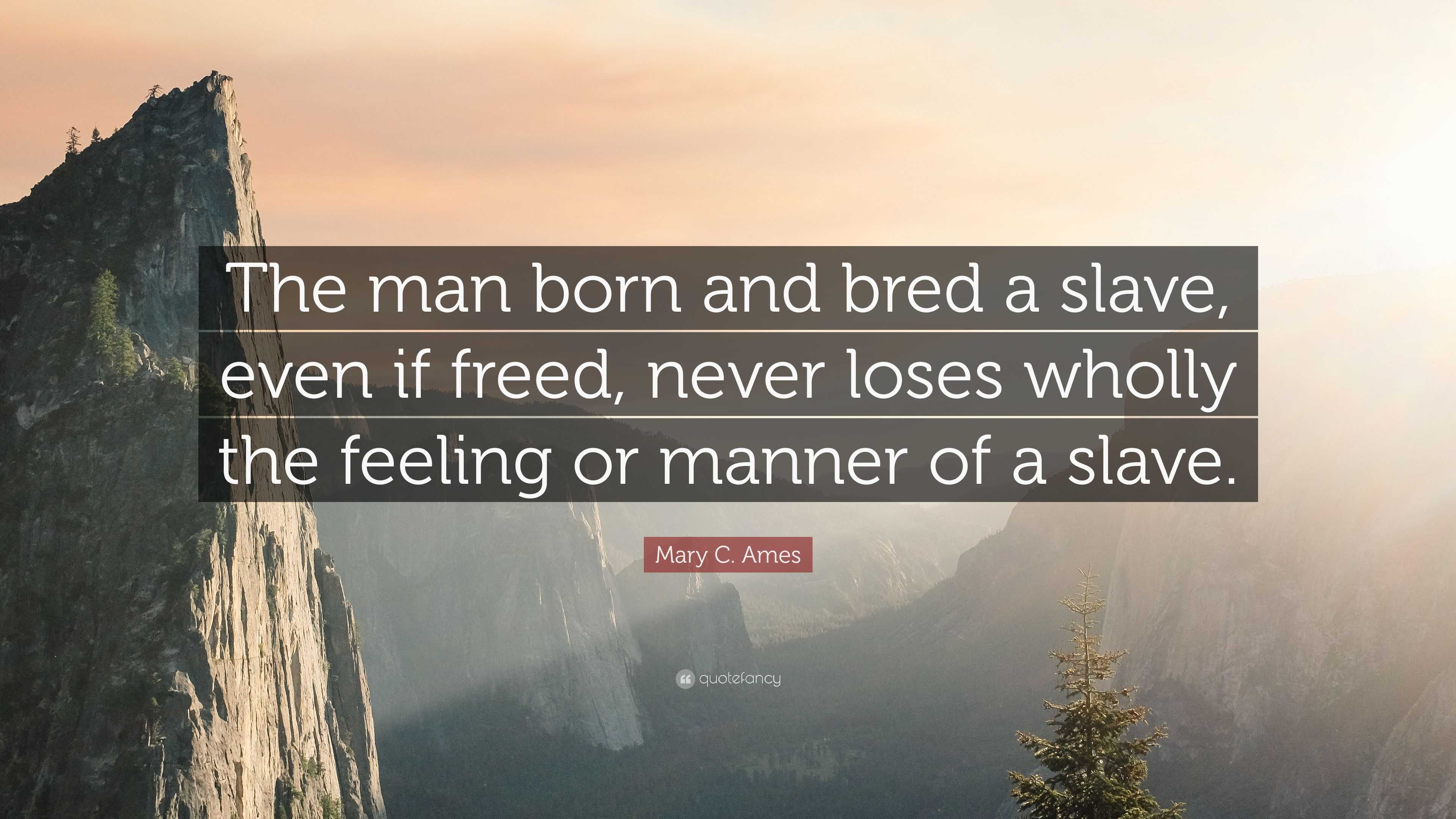 Mary C. Ames Quote: “The man born and bred a slave, even if freed ...