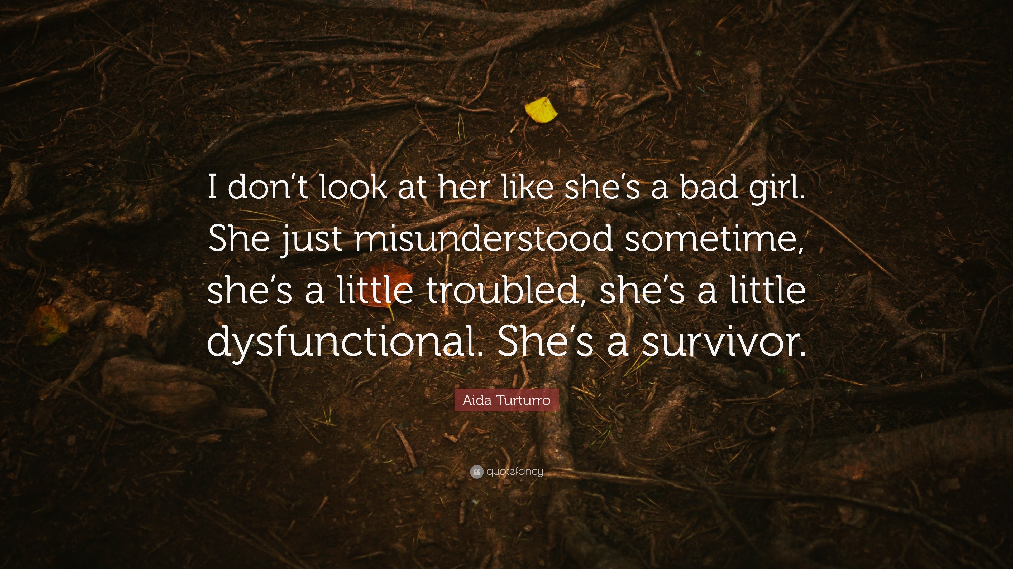 Aida Turturro Quote: "I don't look at her like she's a bad girl. She ...