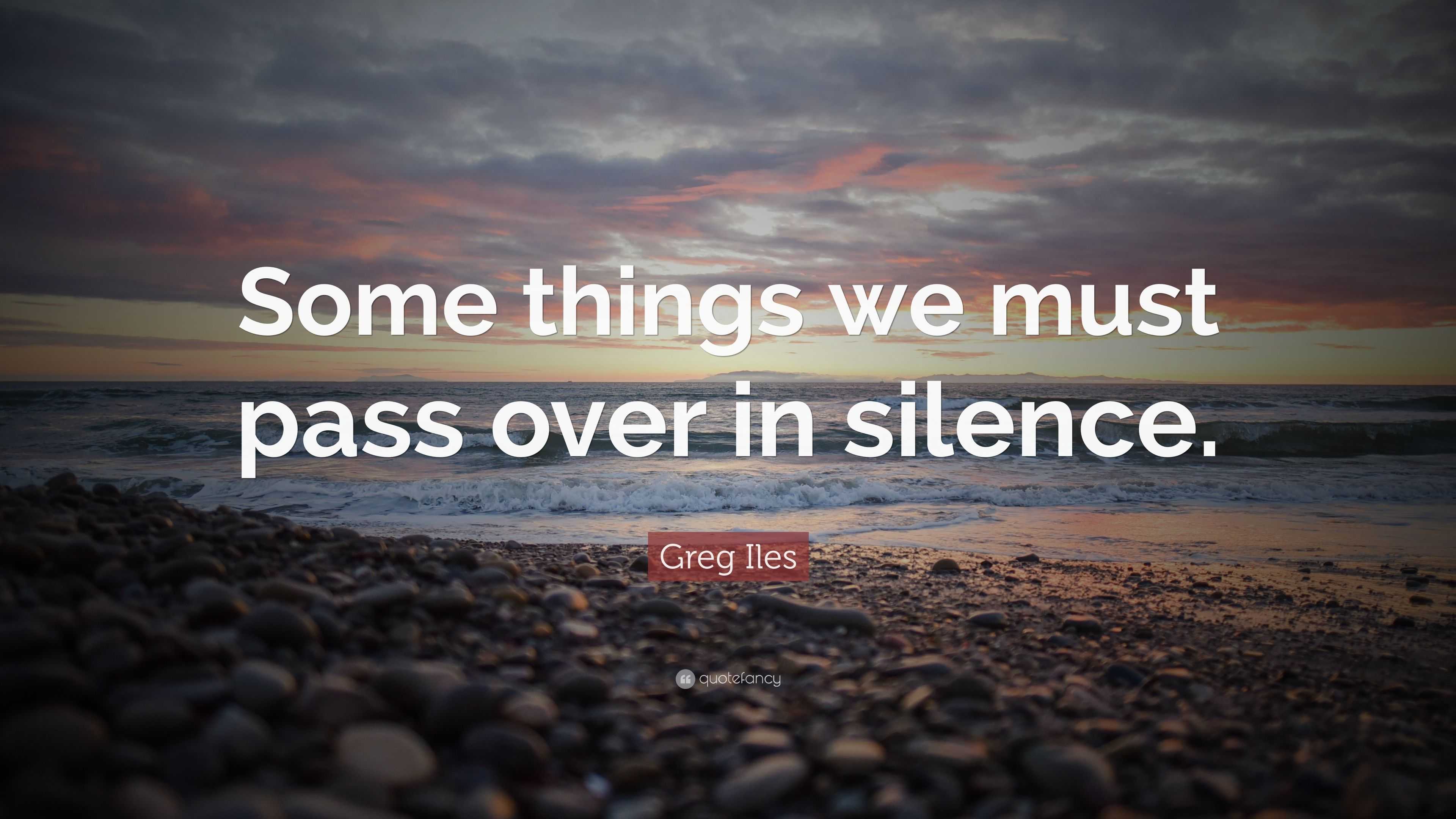 Greg Iles Quote: “Some things we must pass over in silence.”