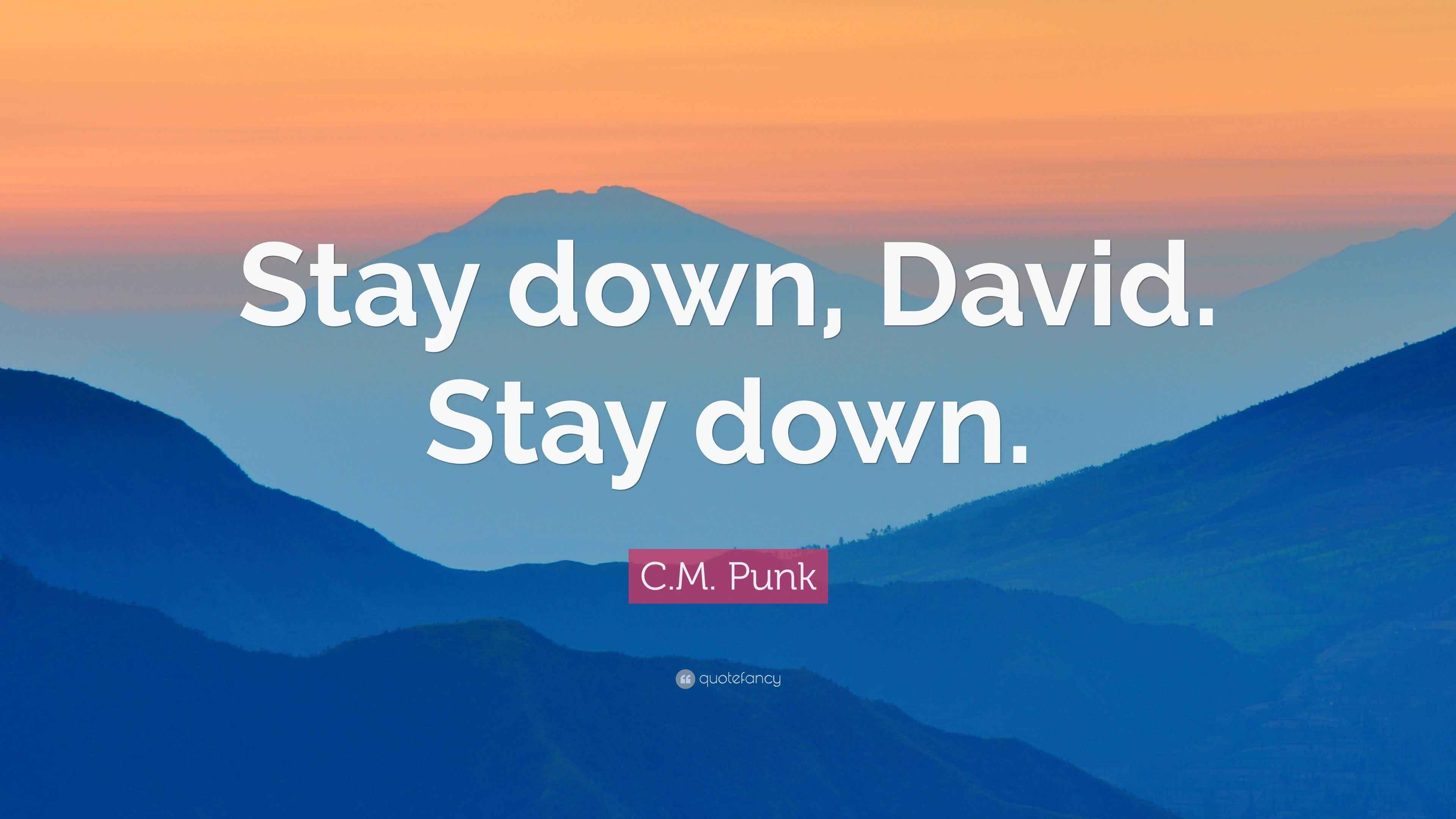 C.M. Punk Quote “Stay down, David. Stay down.”
