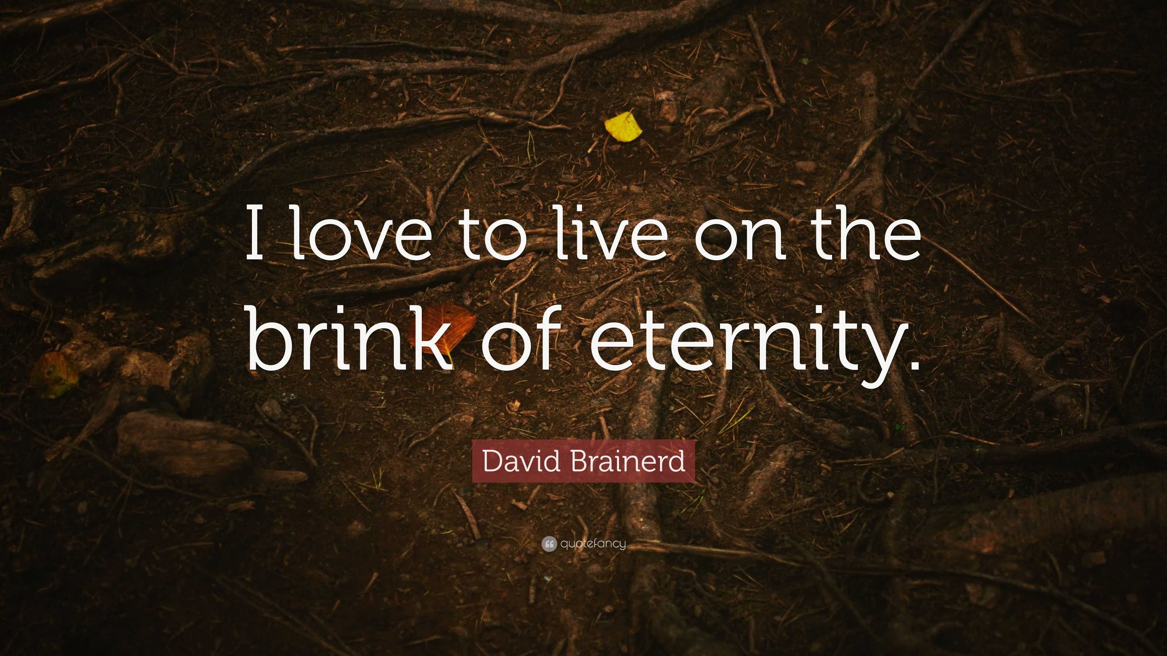 David Brainerd Quote: “I love to live on the brink of eternity.”