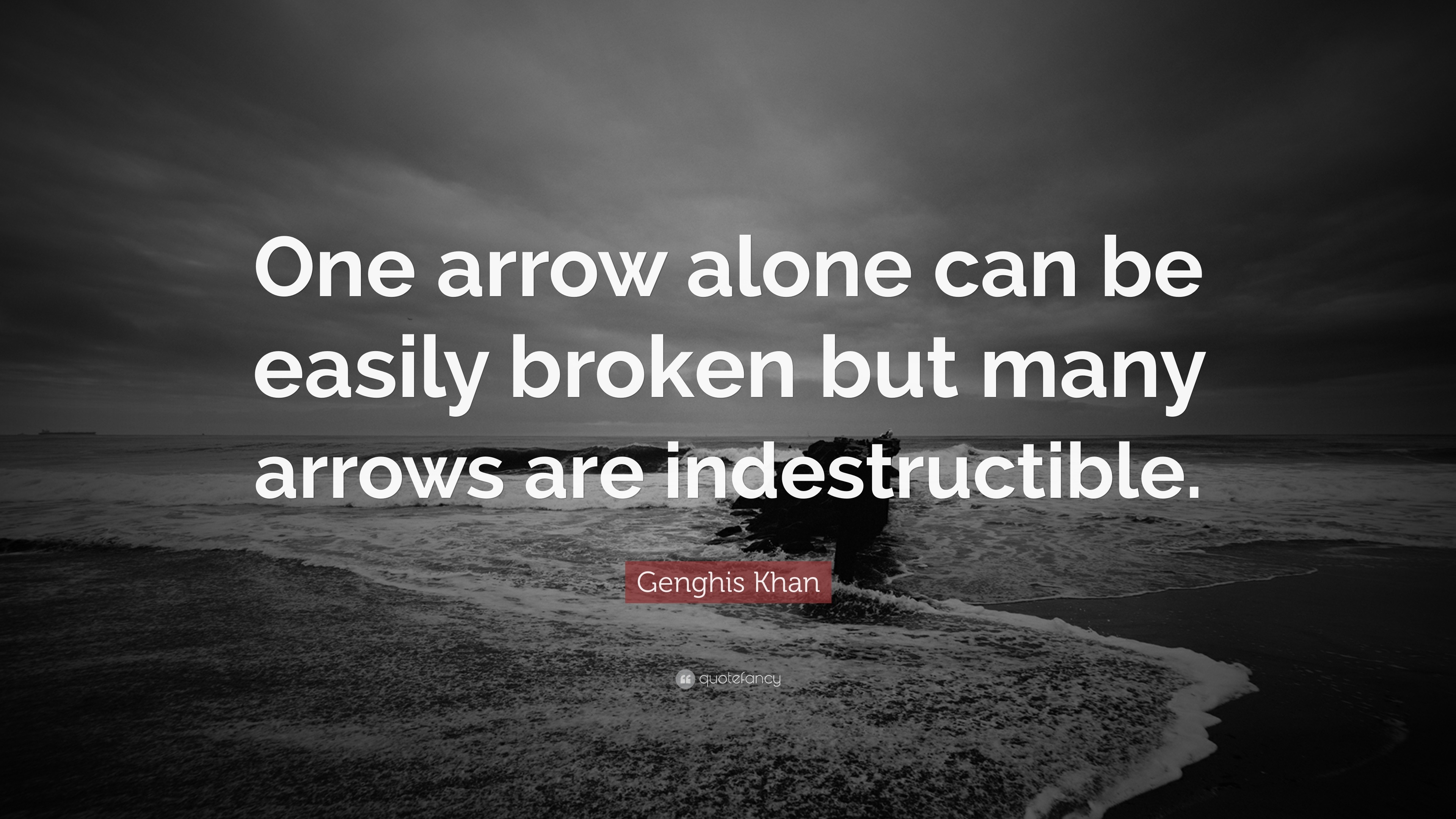 Genghis Khan Quote: “One arrow alone can be easily broken but many