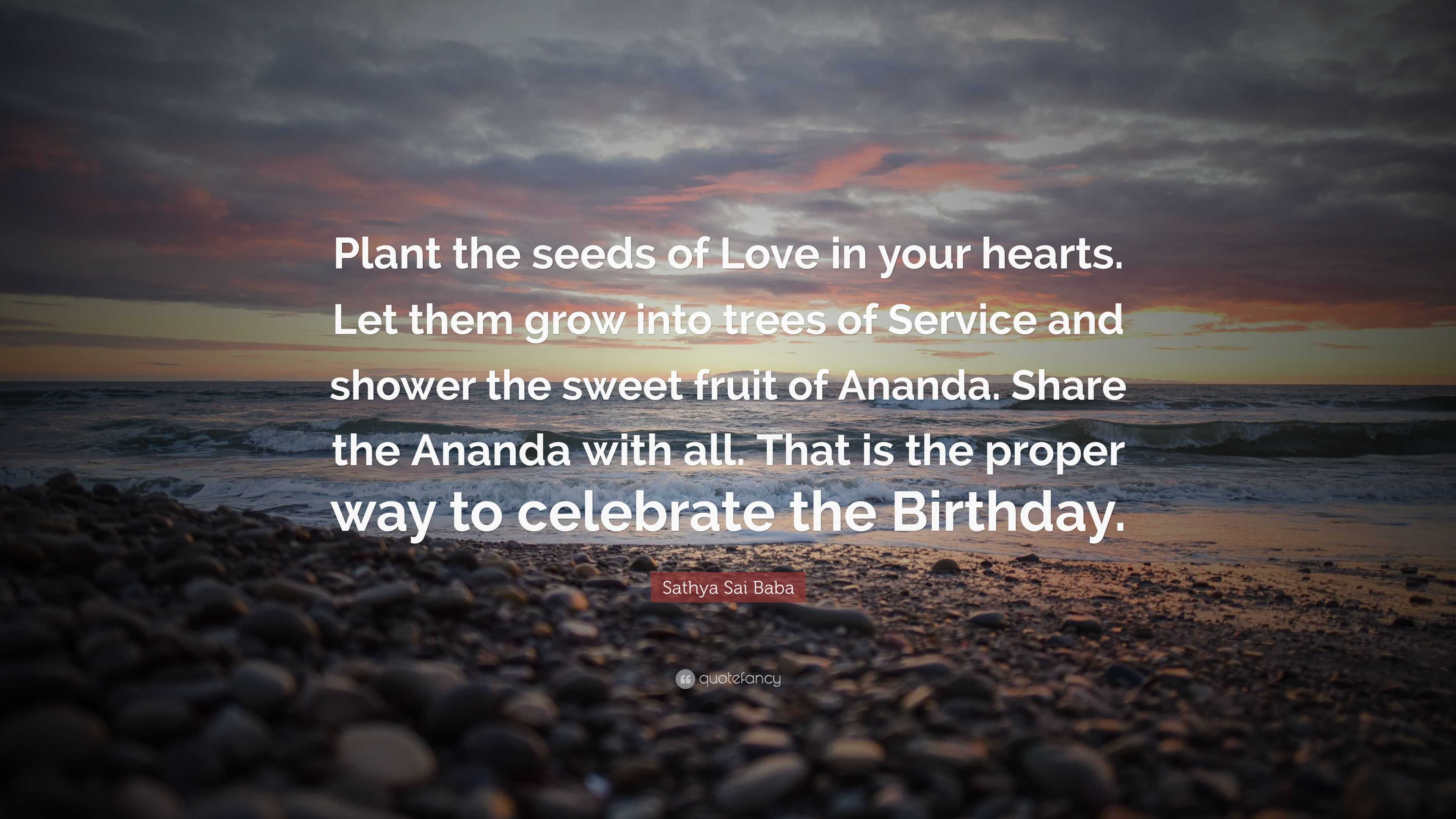 Sathya Sai Baba Quote “Plant the seeds of Love in your hearts. Let