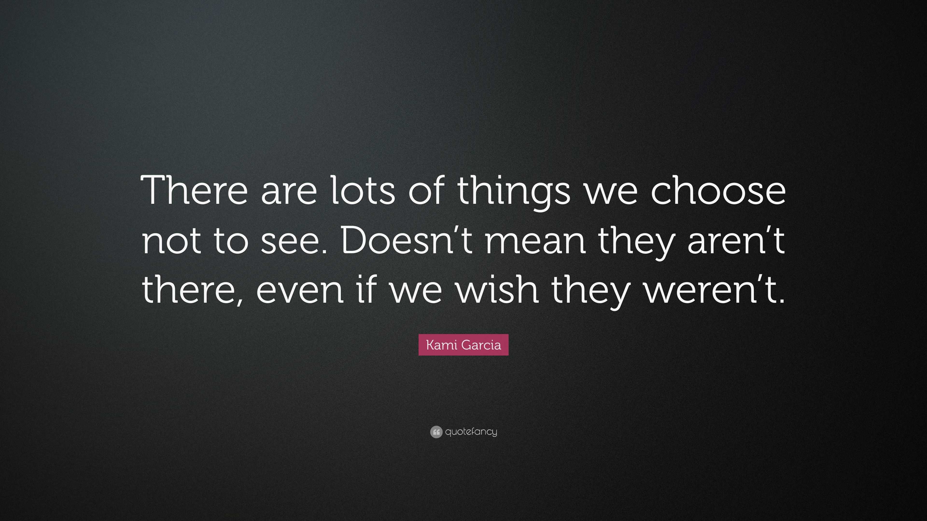 Kami Garcia Quote: “there Are Lots Of Things We Choose Not To See 