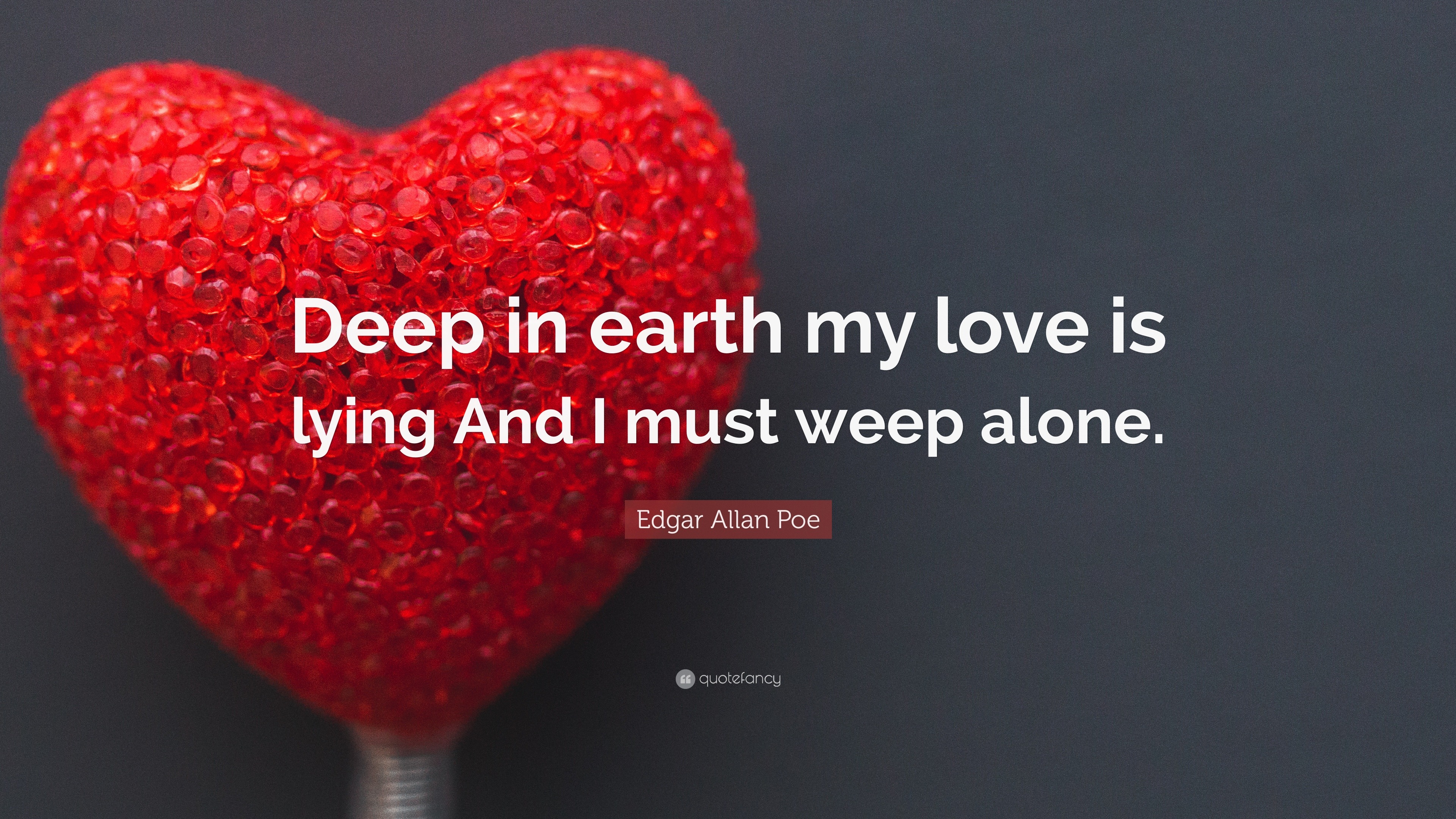 Edgar Allan Poe Quote: “Deep in earth my love is lying And I must weep  alone.”, image size:3840x2160
