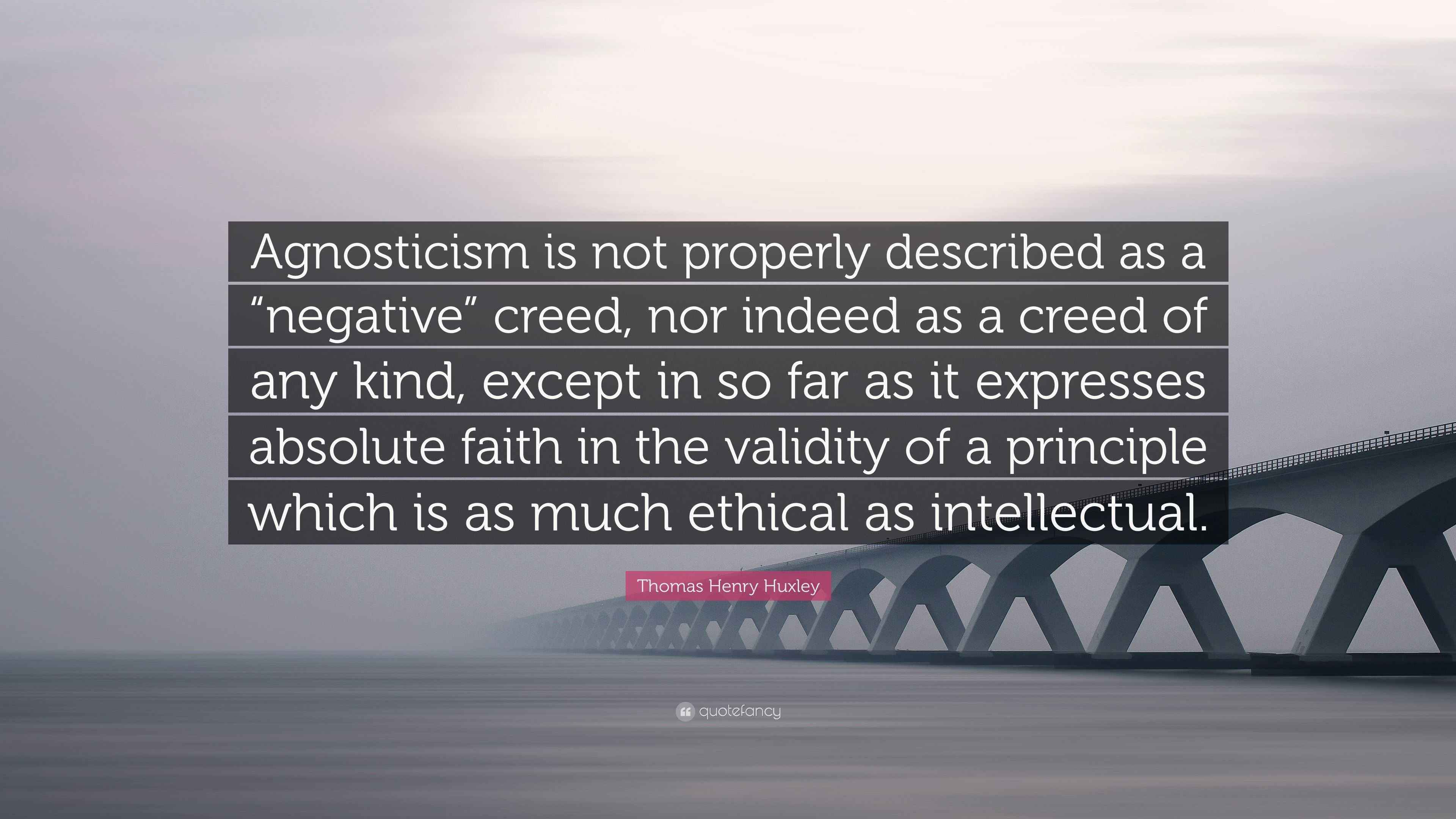 Thomas Henry Huxley Quote “Agnosticism is not properly described as a