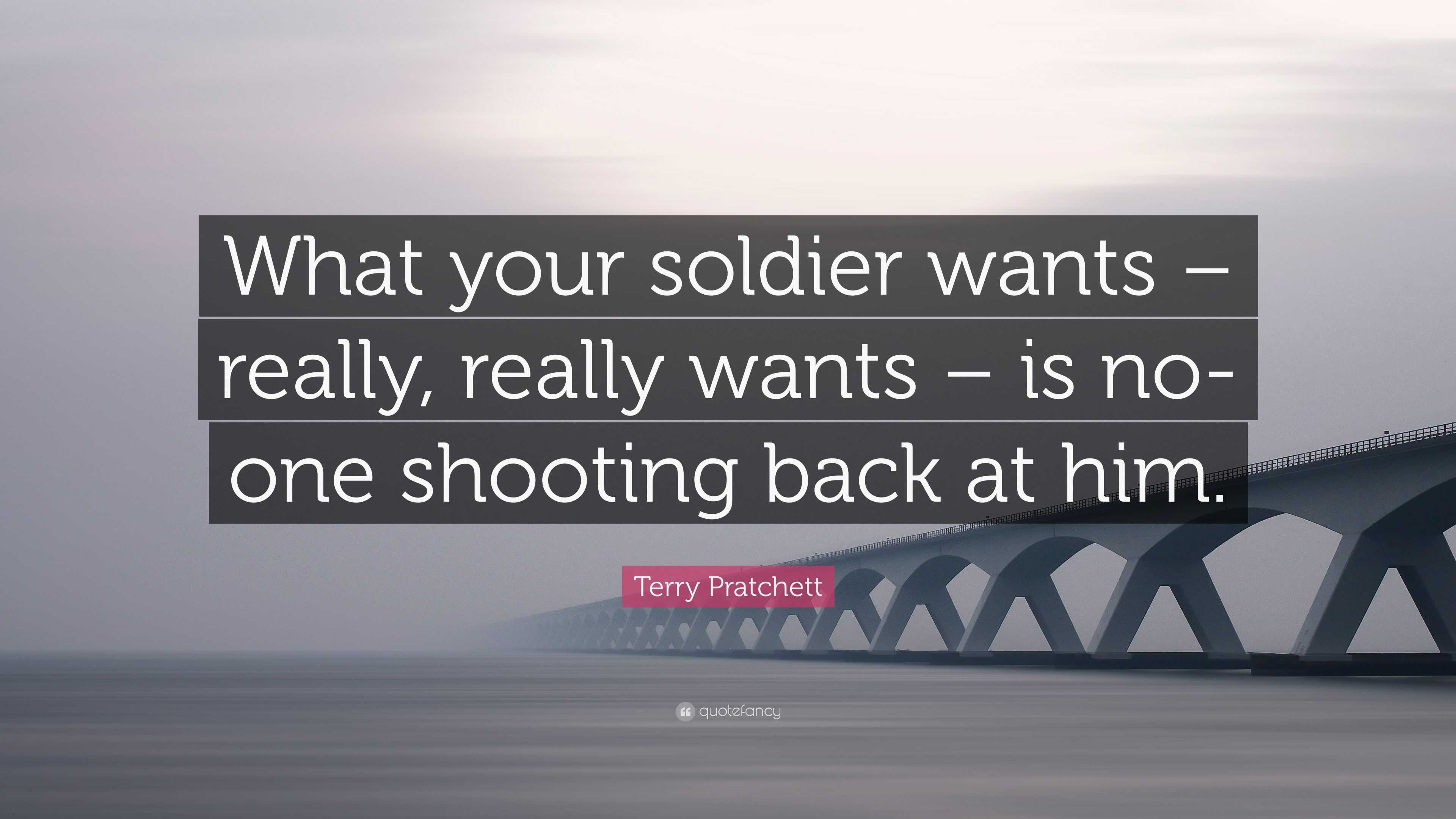 Terry Pratchett Quote: “What your soldier wants – really, really wants ...