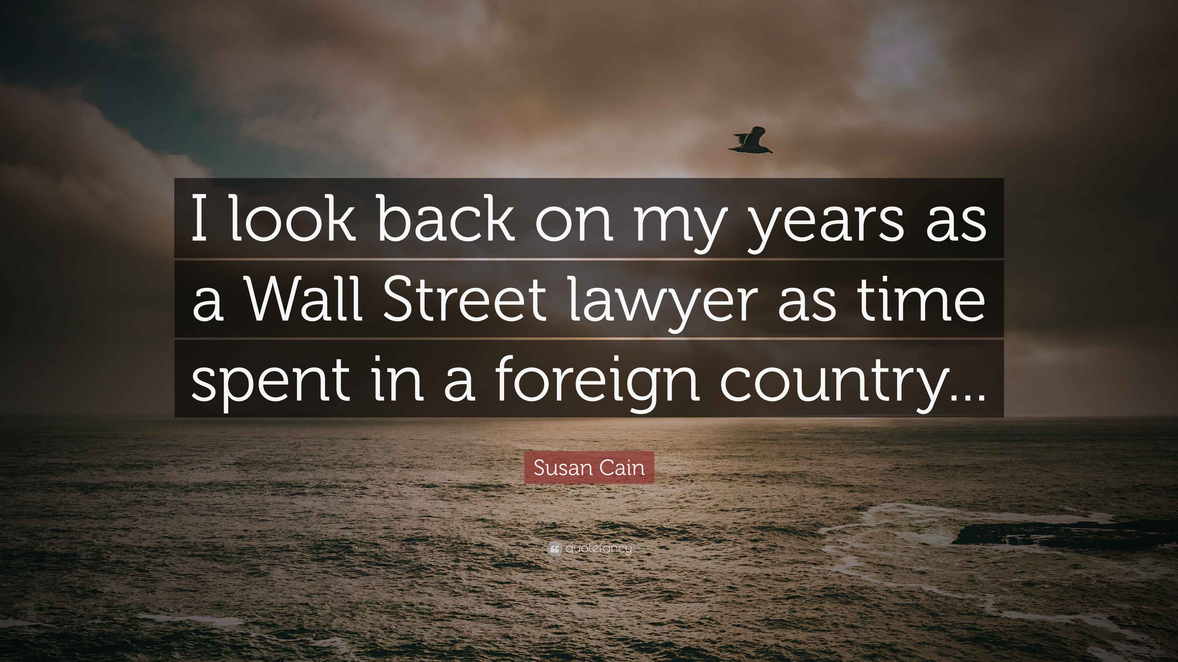 Susan Cain Quote “I look back on my years as a Wall Street lawyer as