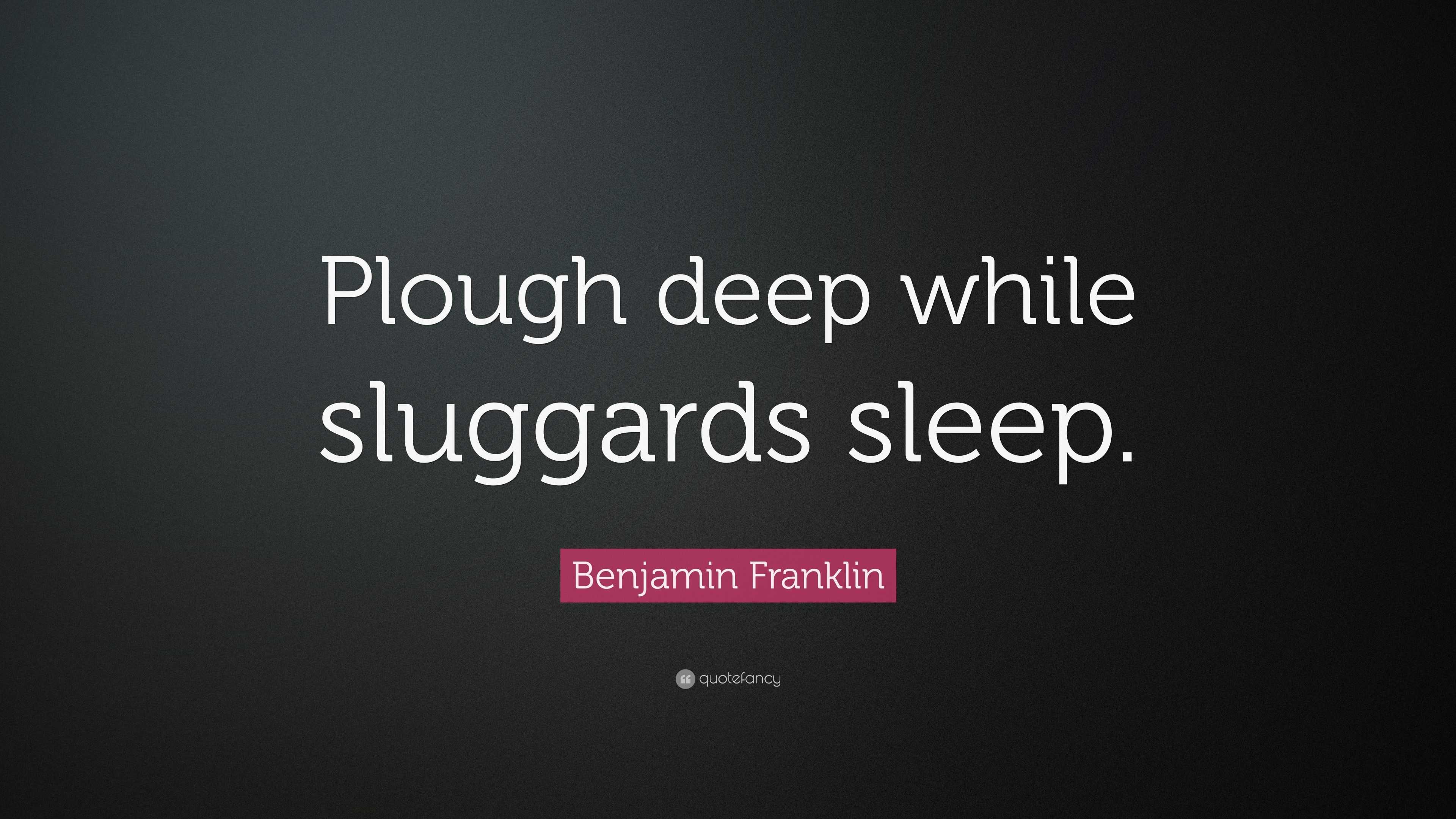 Benjamin Franklin Quote: “Plough deep while sluggards sleep.”