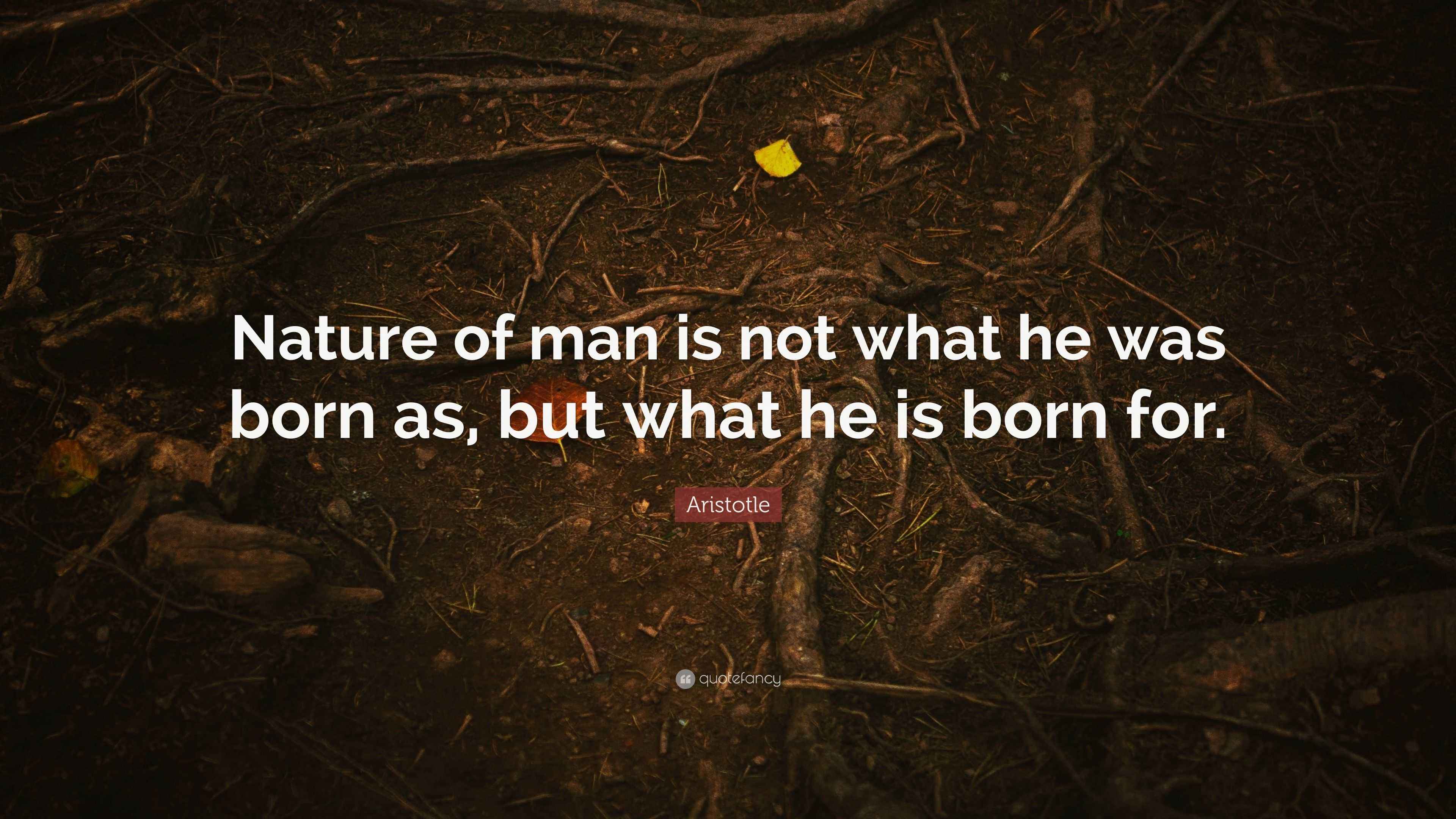 Aristotle Quote “Nature of man is not what he was born as, but what he