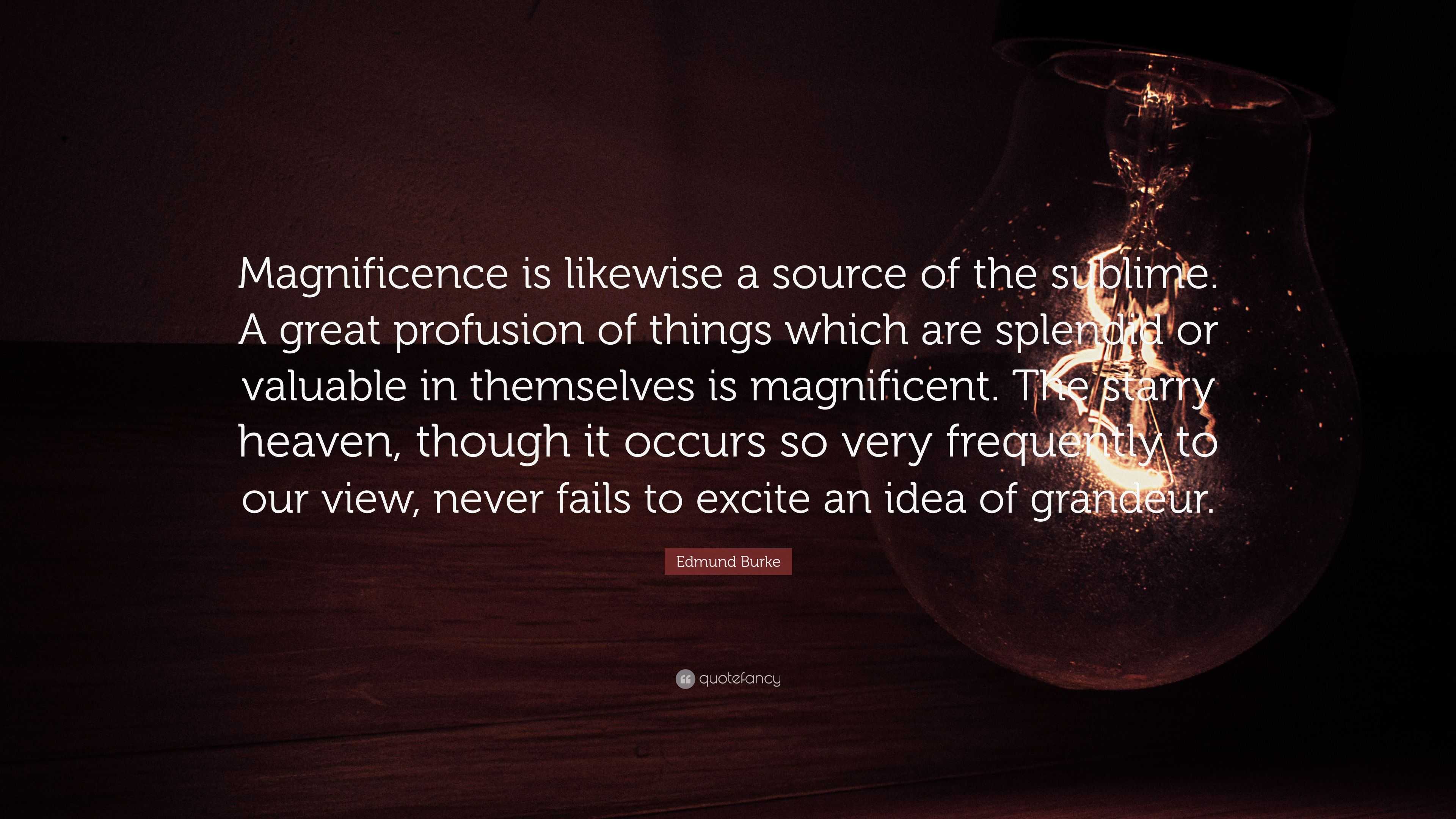 Edmund Burke Quote: “Magnificence is likewise a source of the sublime