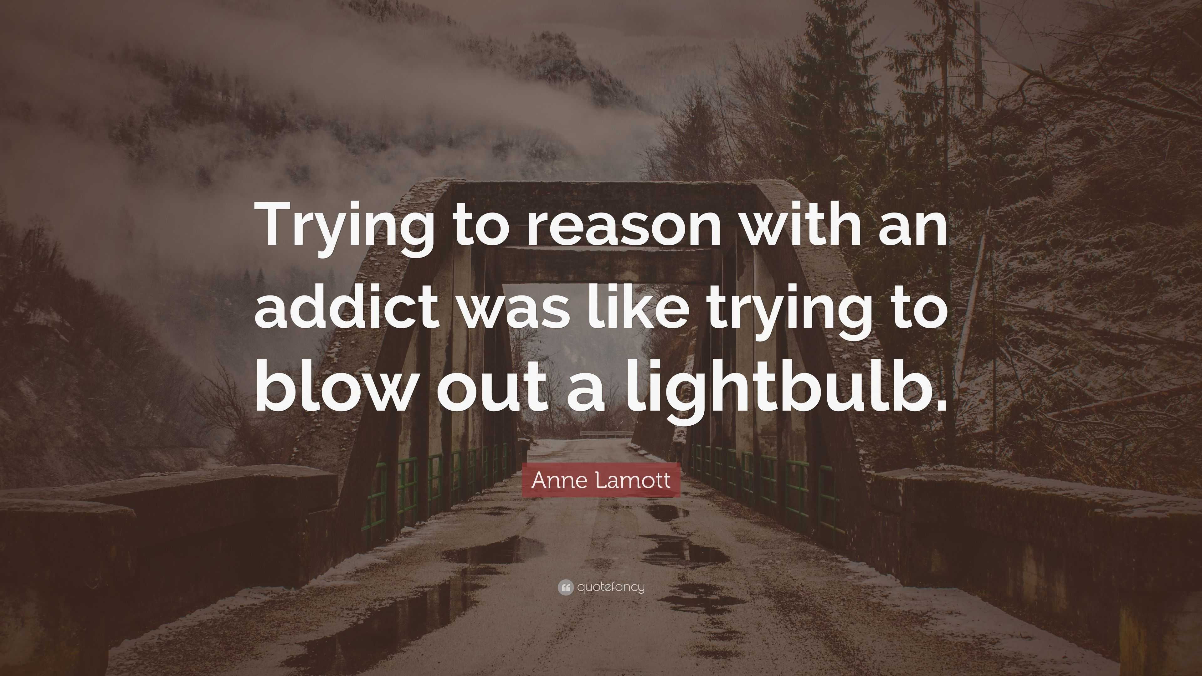 Anne Lamott Quote: “Trying to reason with an addict was like trying to blow  out a