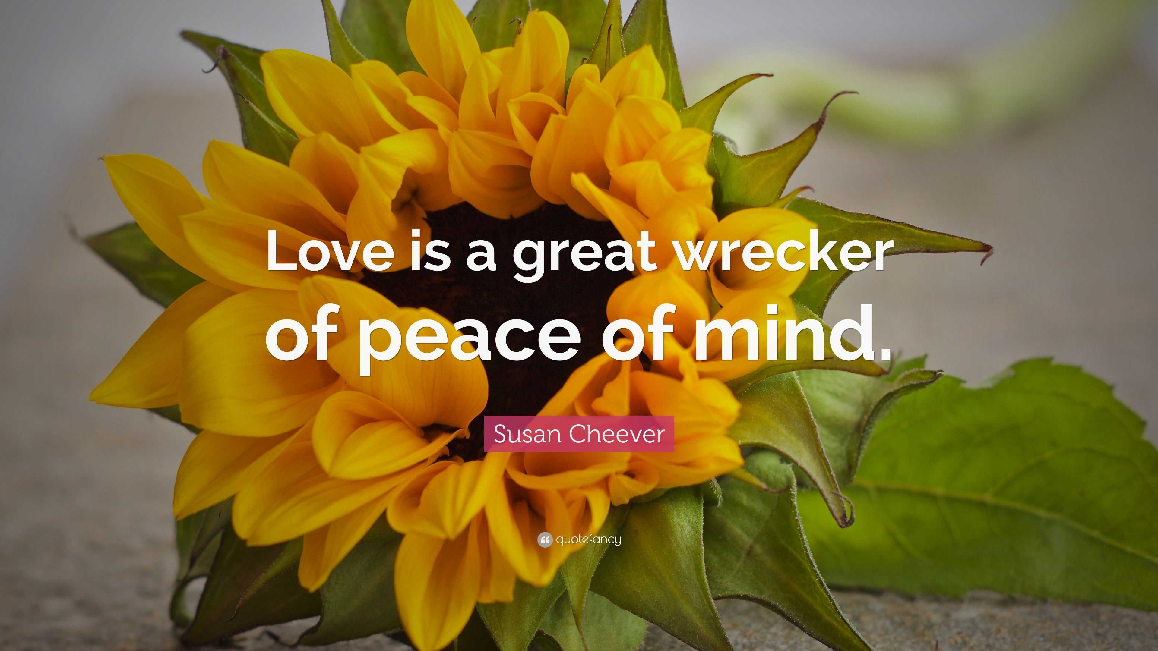 Susan Cheever Quote: “Love is a great wrecker of peace of mind.”