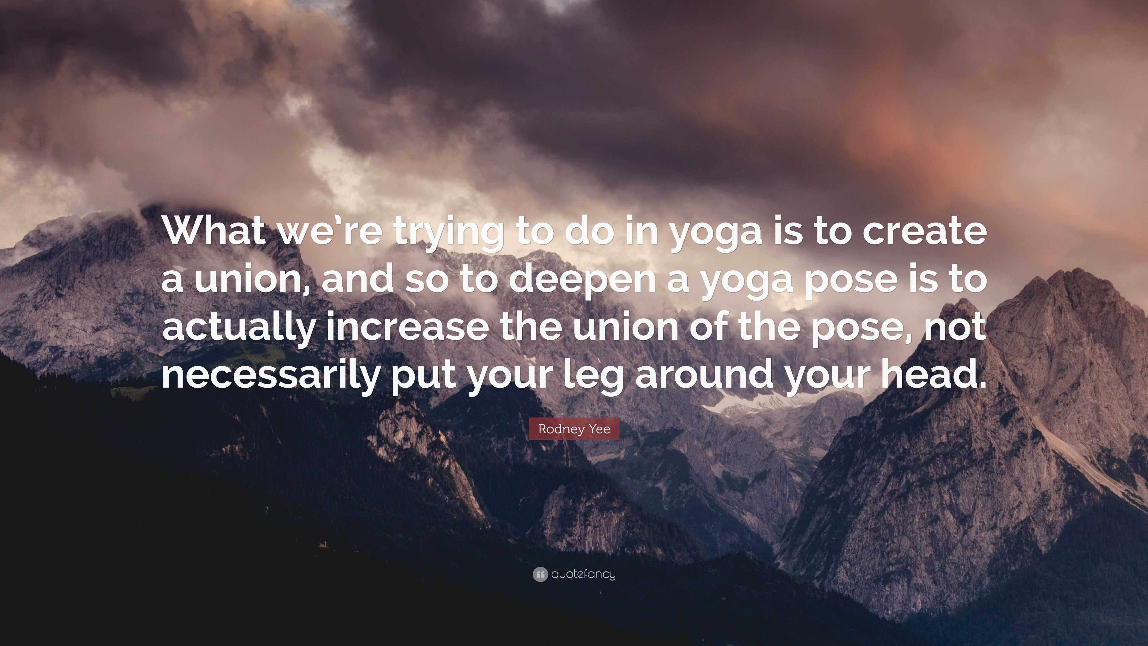 Rodney Yee Quote: “What we’re trying to do in yoga is to create a union ...