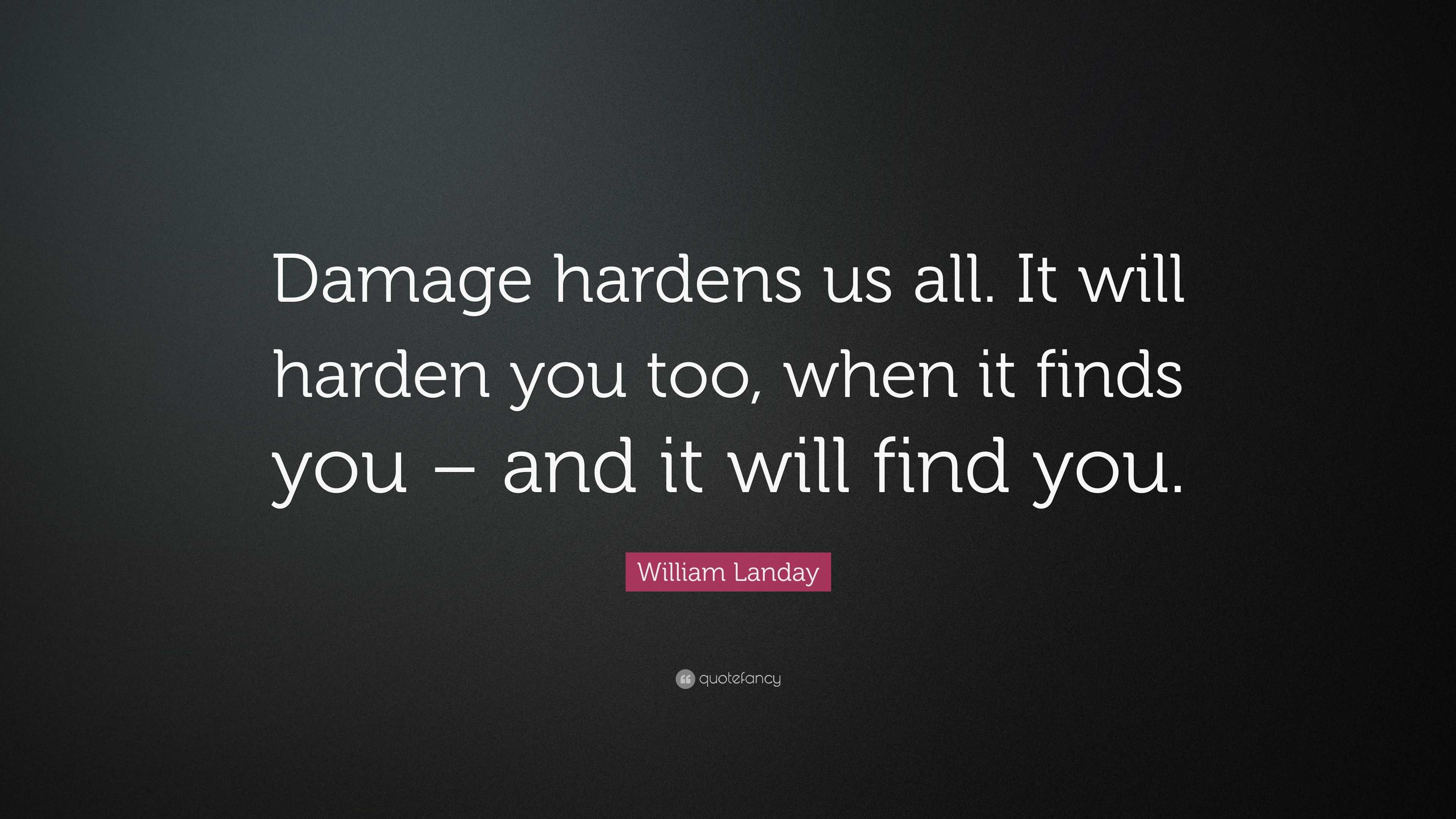 William Landay Quote: “Damage hardens us all. It will harden you too ...