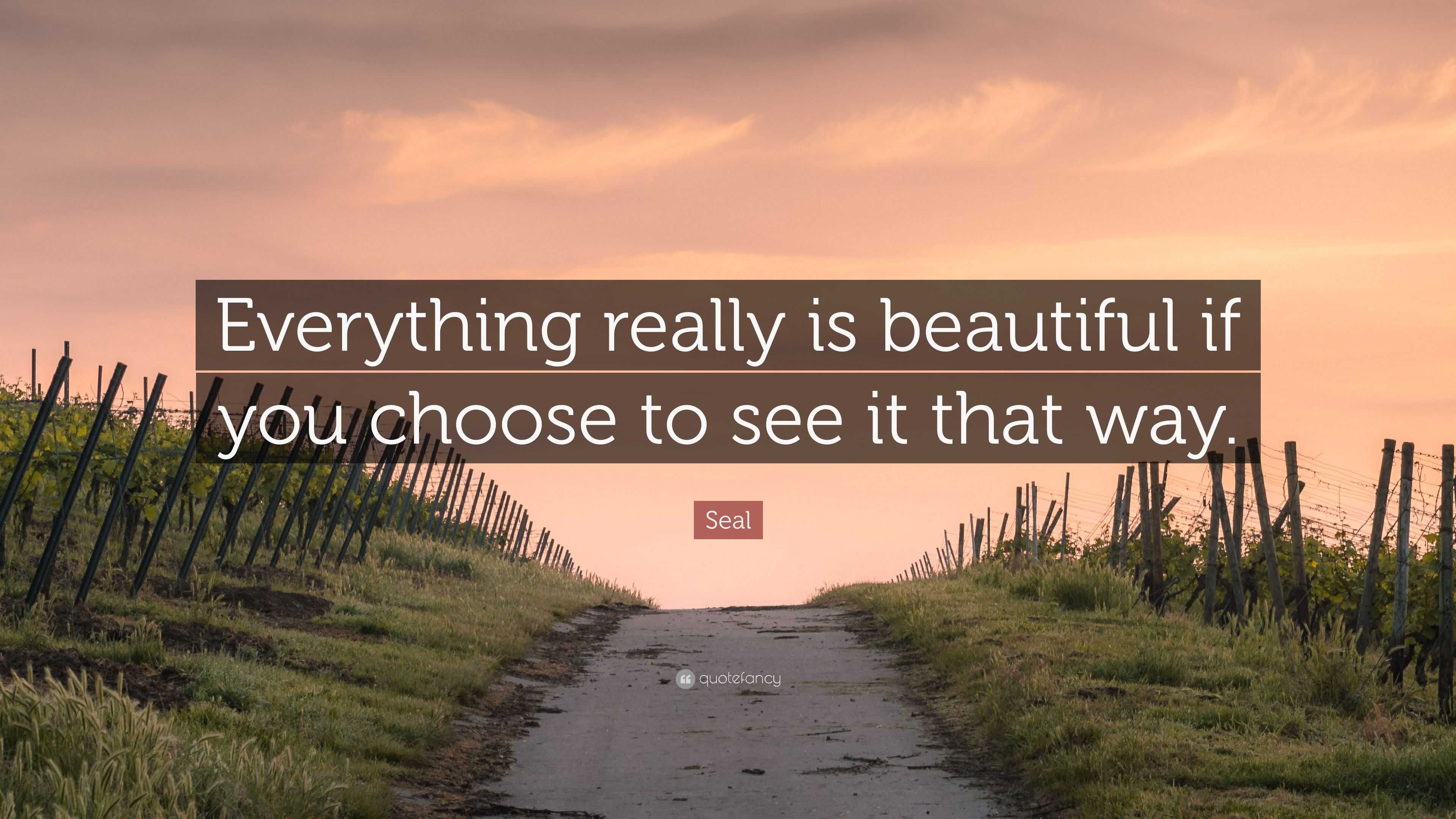Seal Quote: “Everything really is beautiful if you choose to see it