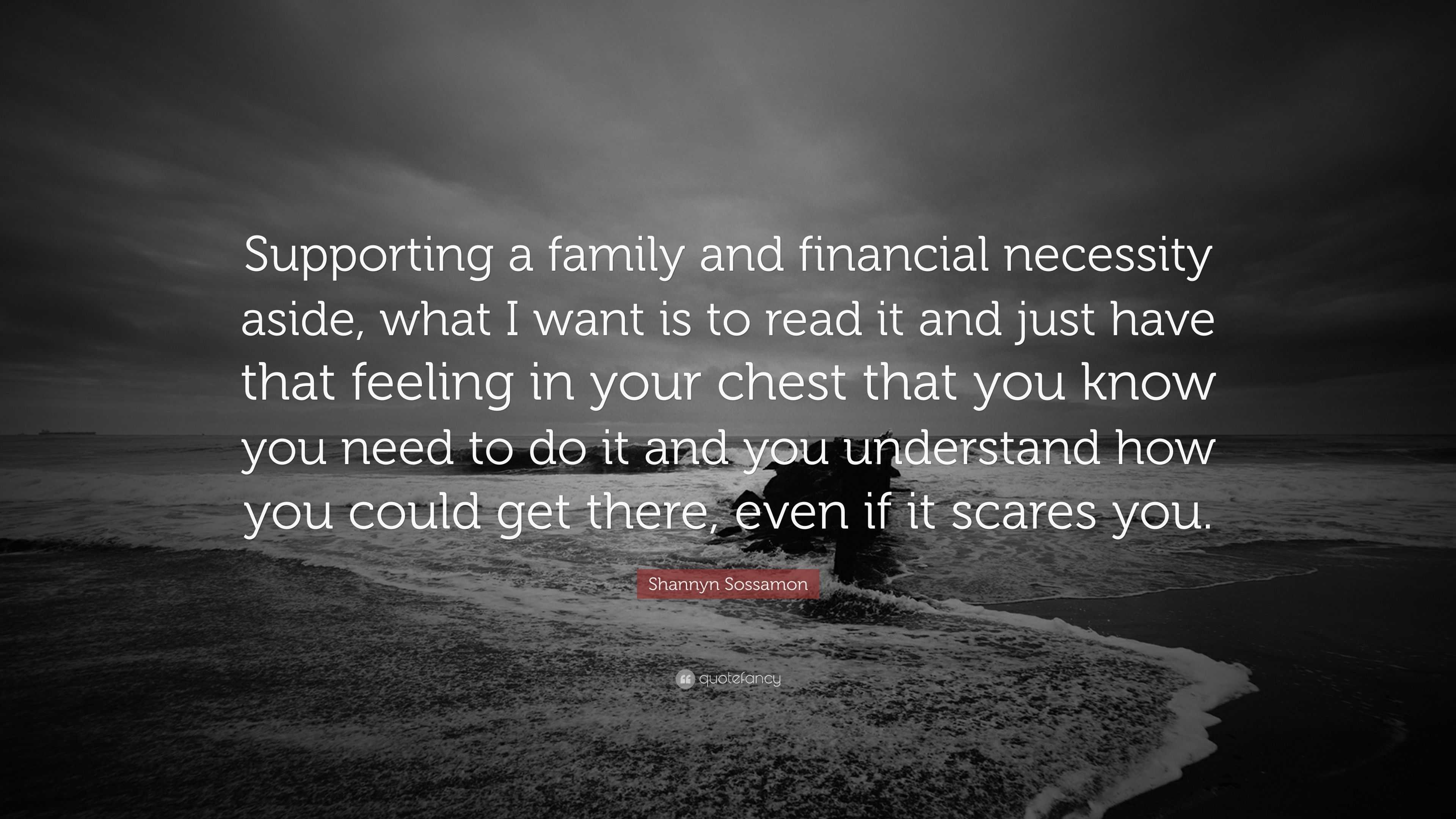 Shannyn Sossamon Quote: “Supporting a family and financial necessity ...