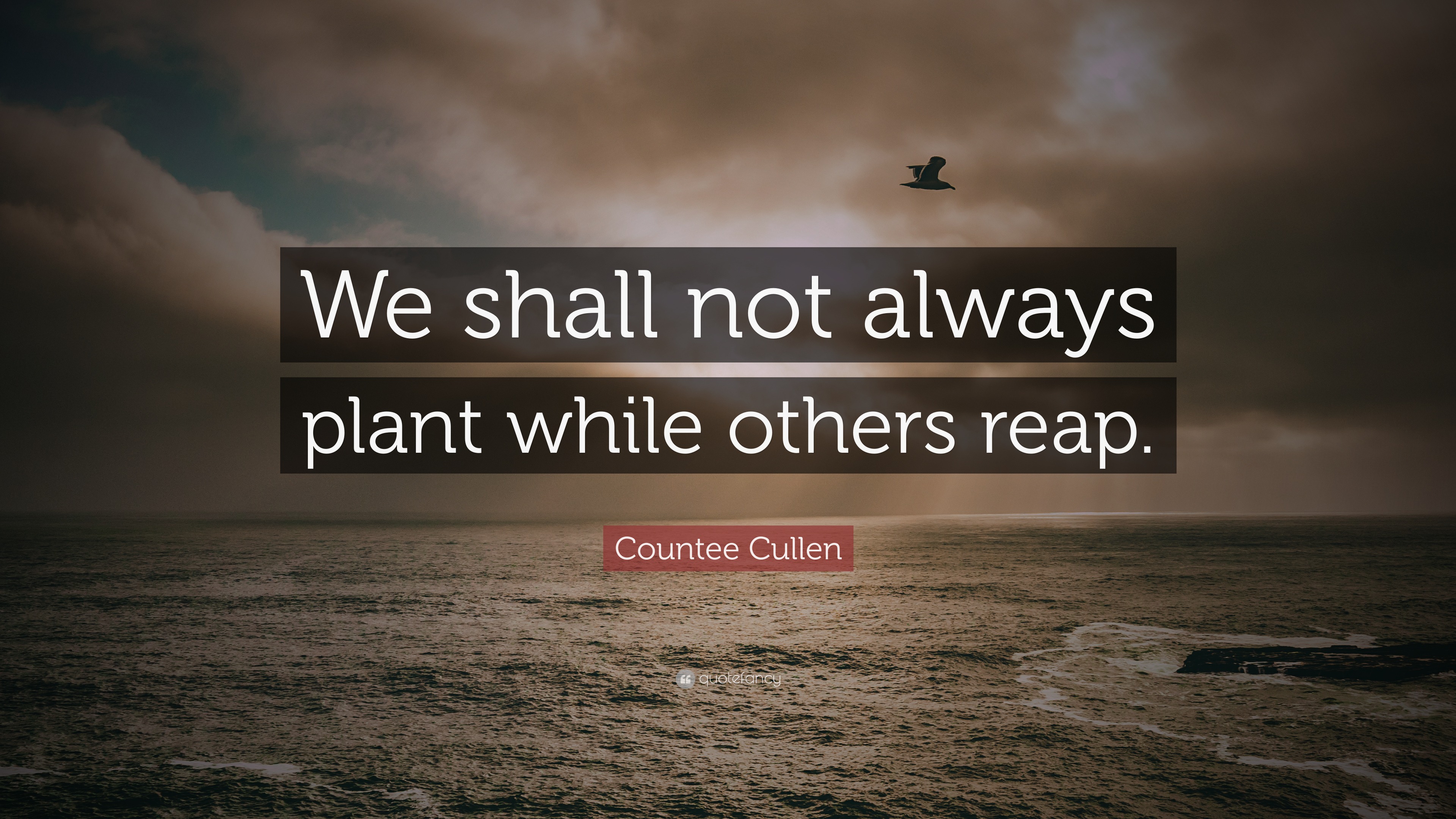 Countee Cullen Quote “We shall not always plant while others