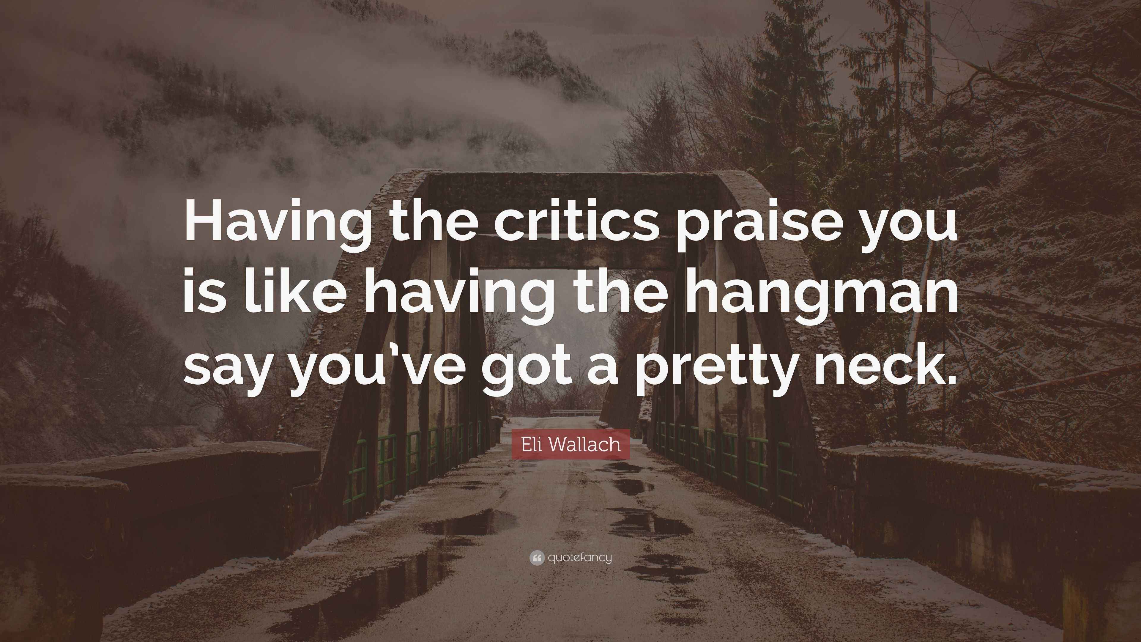 Eli Wallach Quote “Having the critics praise you is like having the