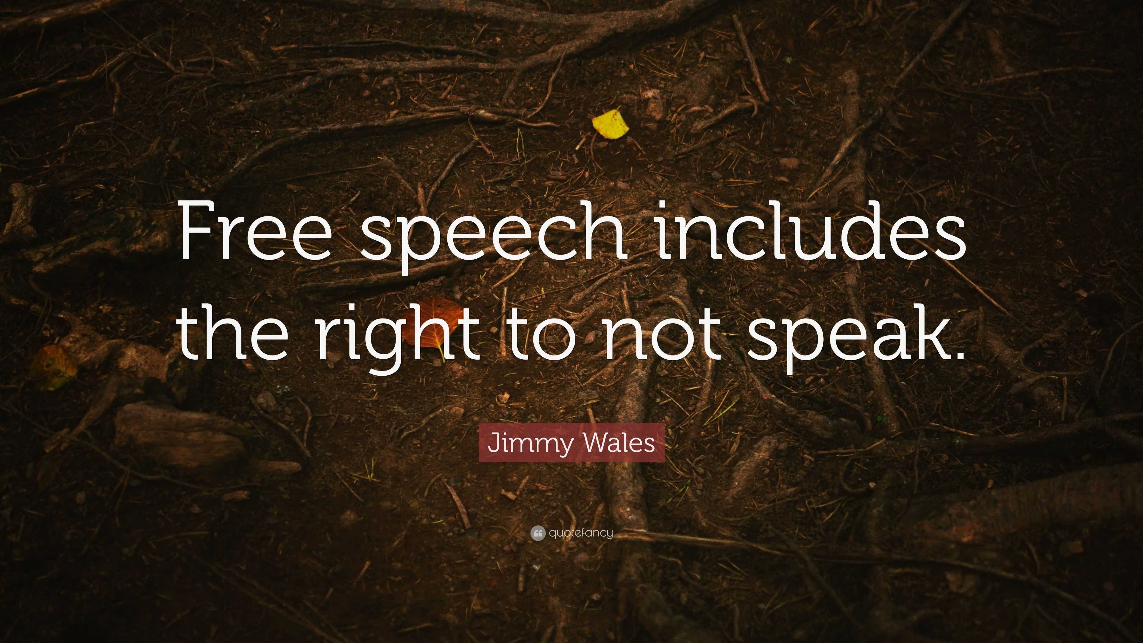 Jimmy Wales Quote: “Free speech includes the right to not speak.”