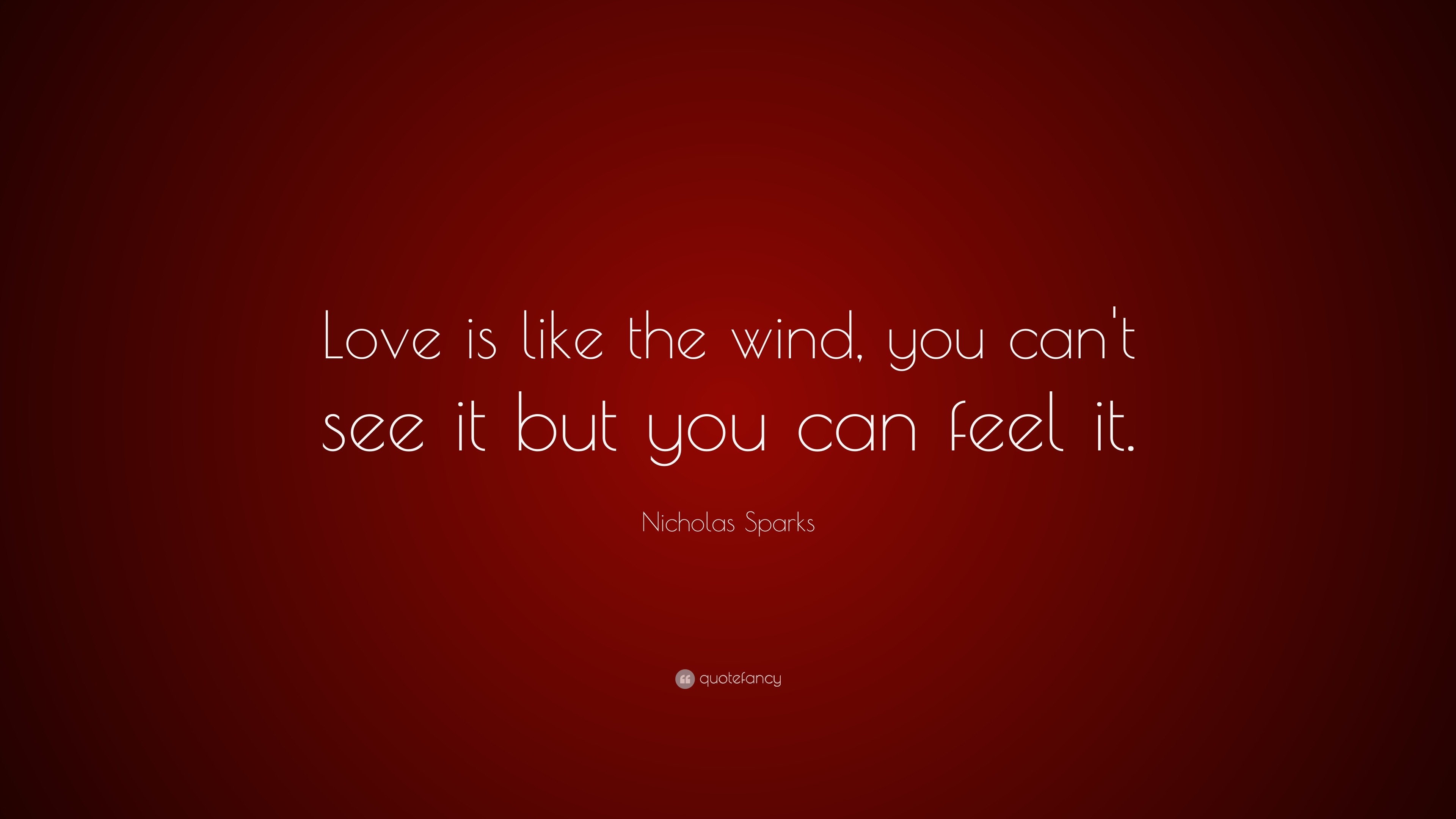 Nicholas Sparks Quote Love is like the wind you can t see
