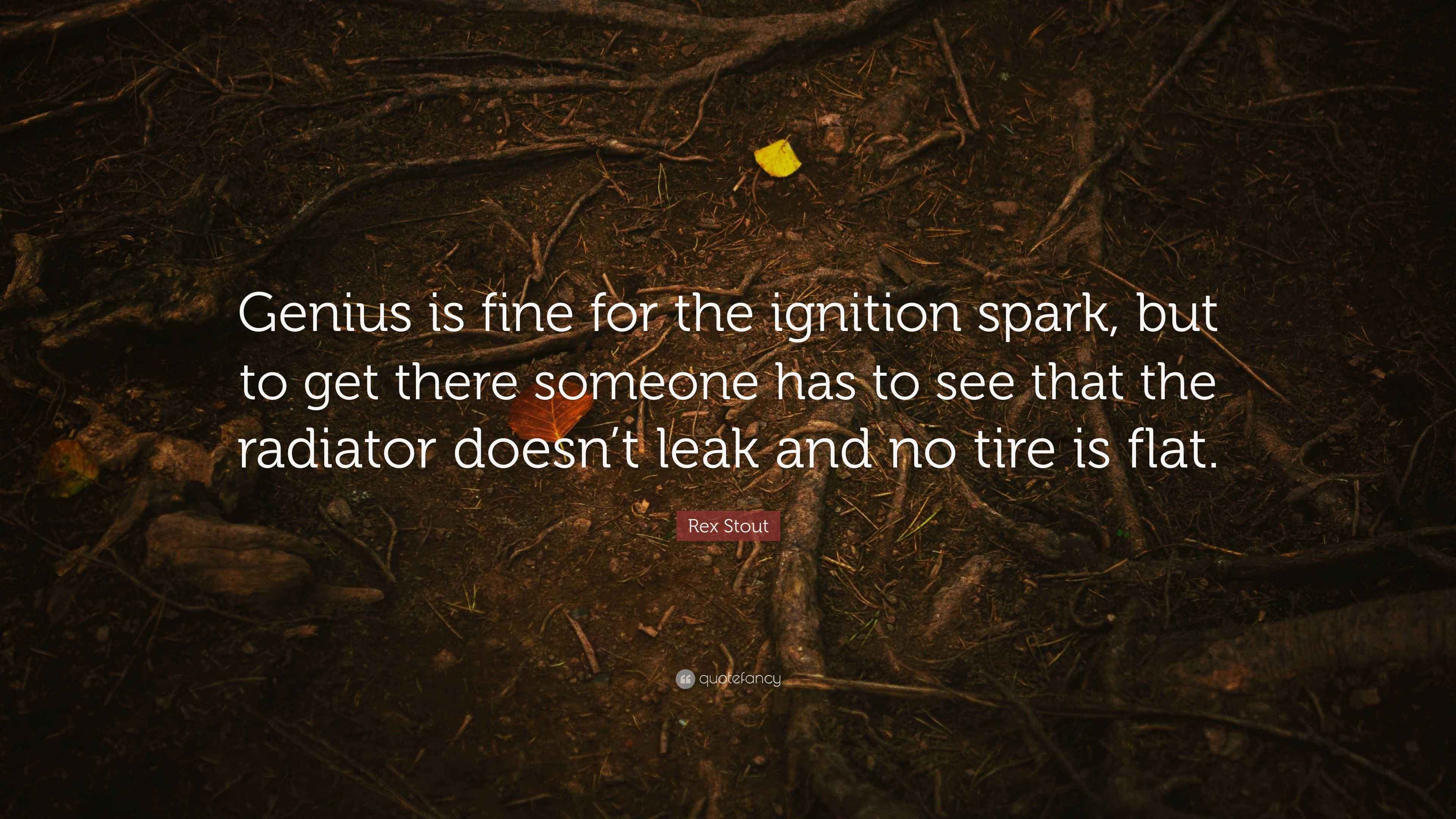 Rex Stout Quote “Genius is fine for the ignition spark, but to get there someone has to see
