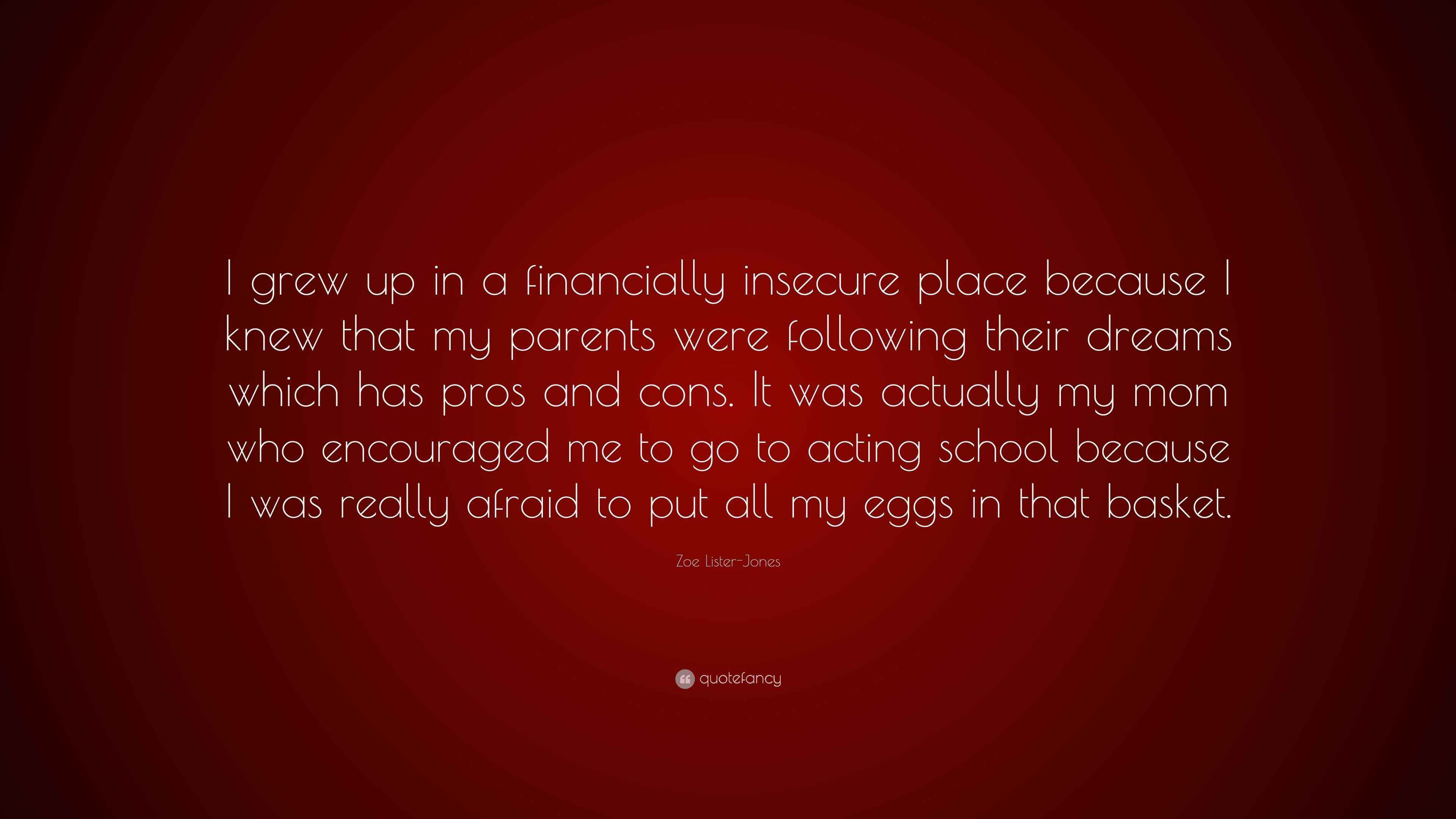 Zoe Lister-Jones Quote: “I grew up in a financially insecure place ...