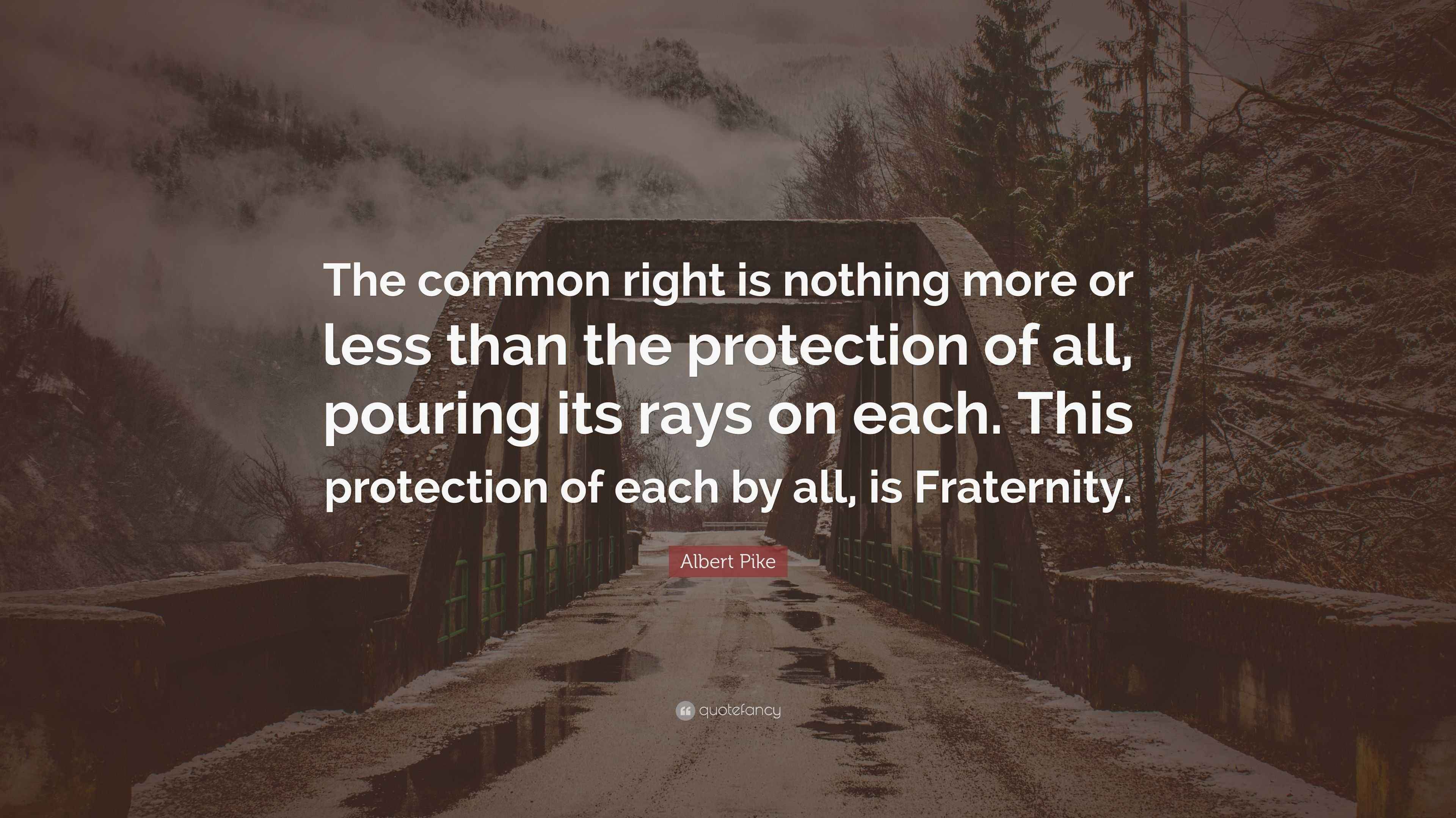 Albert Pike Quote: “The common right is nothing more or less than the ...