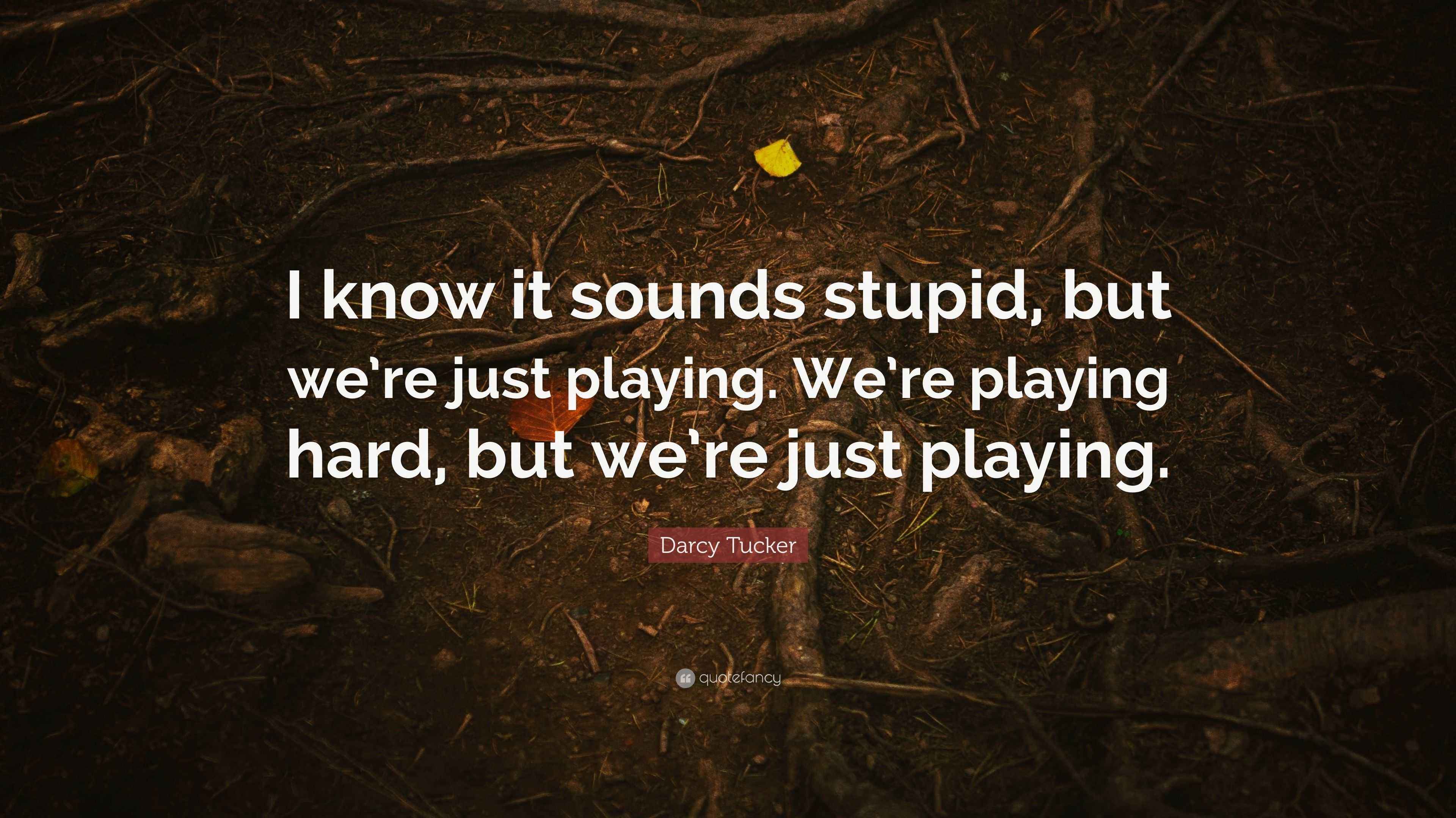 Darcy Tucker Quote “I know it sounds stupid, but we’re just playing