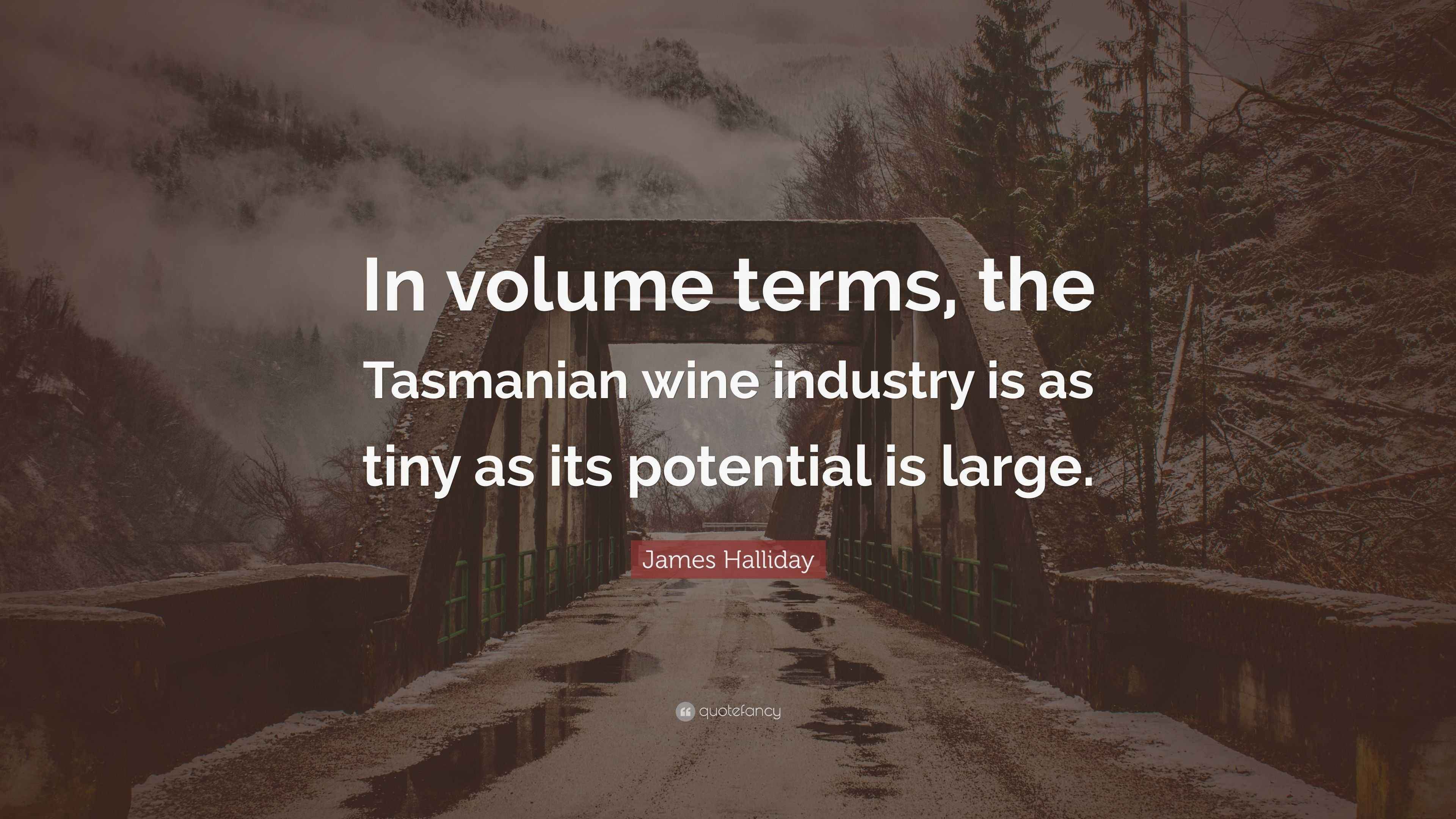 James Halliday Quote “In volume terms, the Tasmanian wine industry is