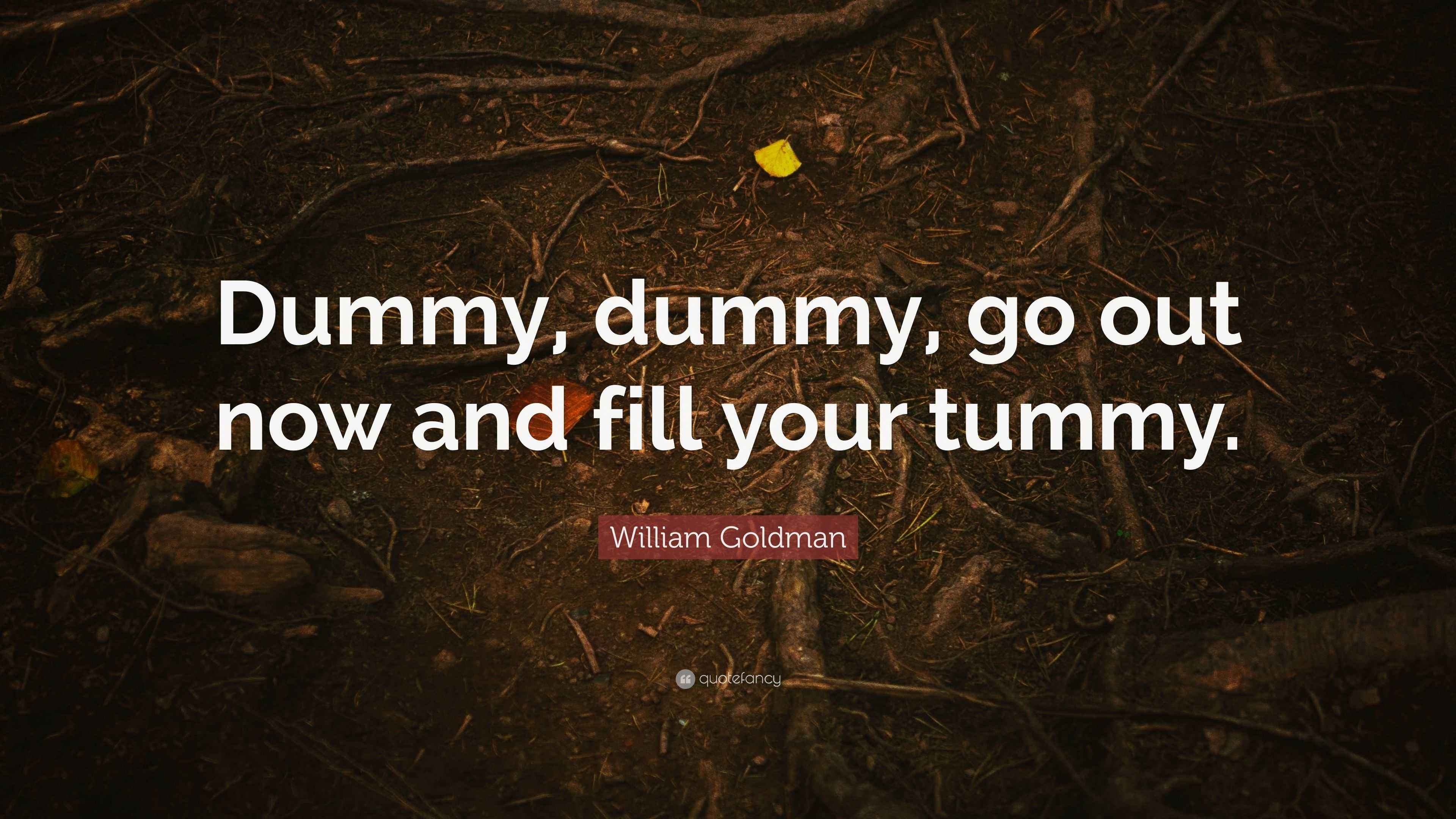 William Goldman Quote “Dummy, dummy, go out now and fill your tummy.”