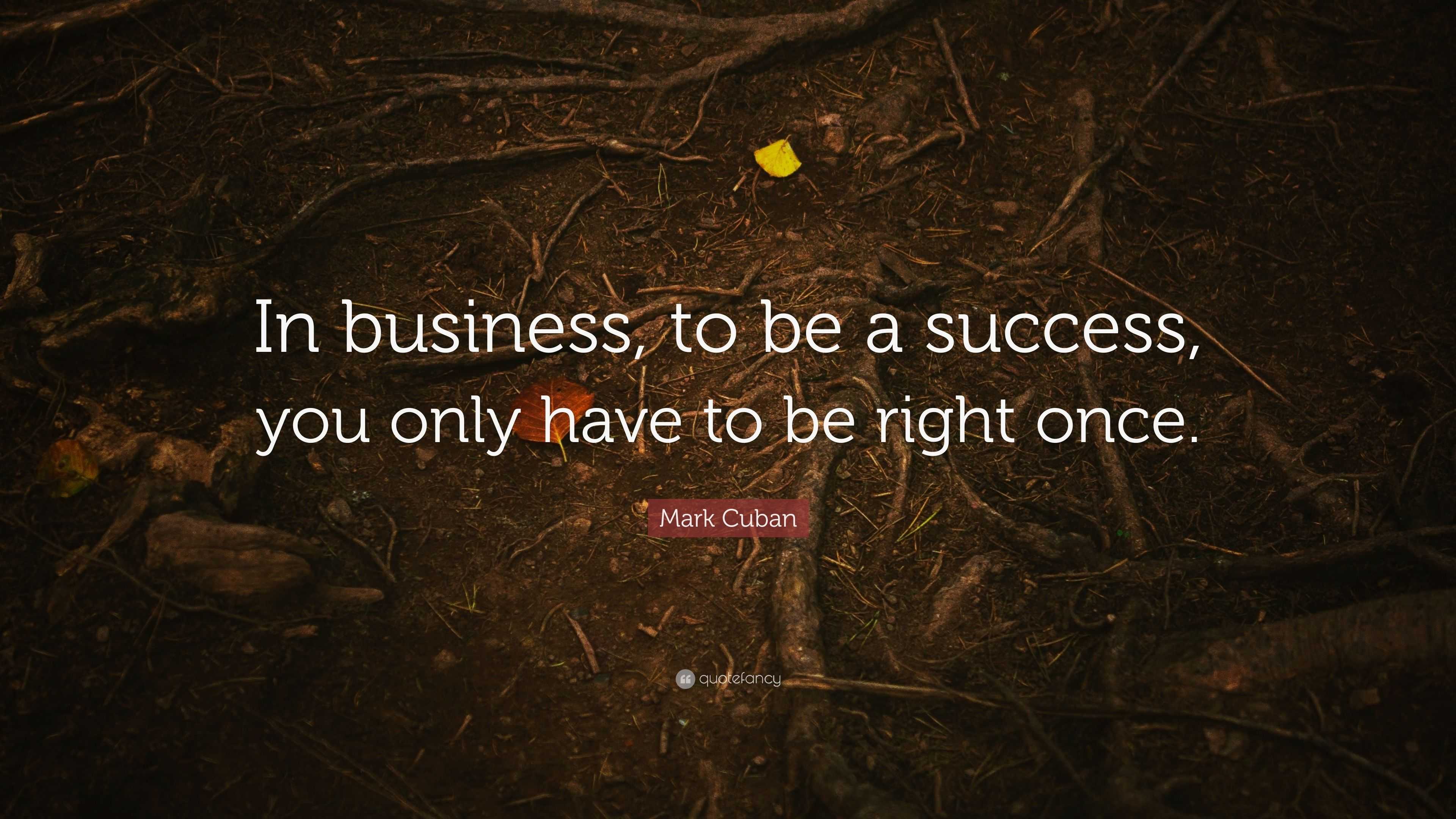 Mark Cuban Quote: “In business, to be a success, you only have to be ...