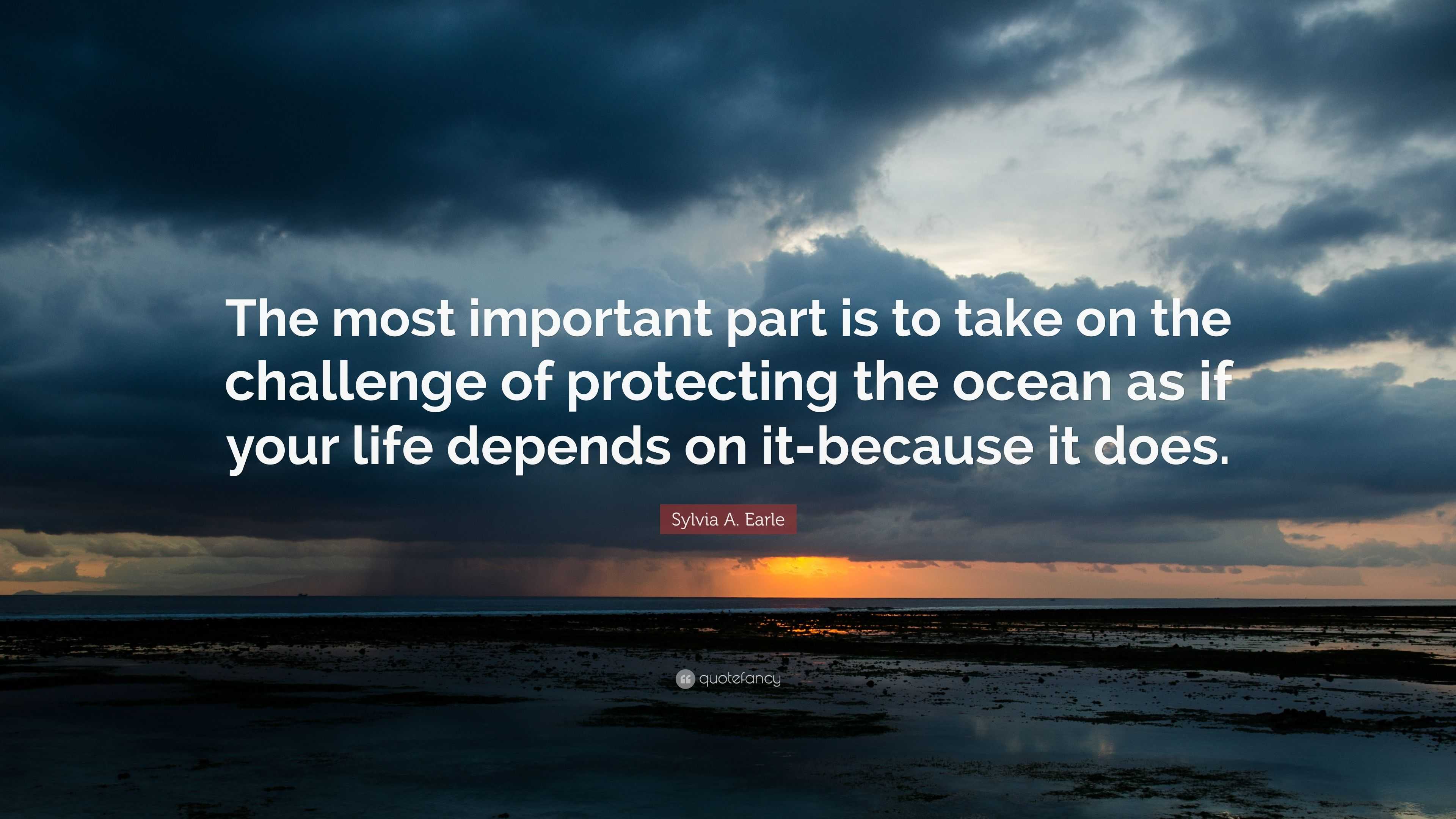Sylvia A Earle Quote “the Most Important Part Is To Take On The Challenge Of Protecting The 9297
