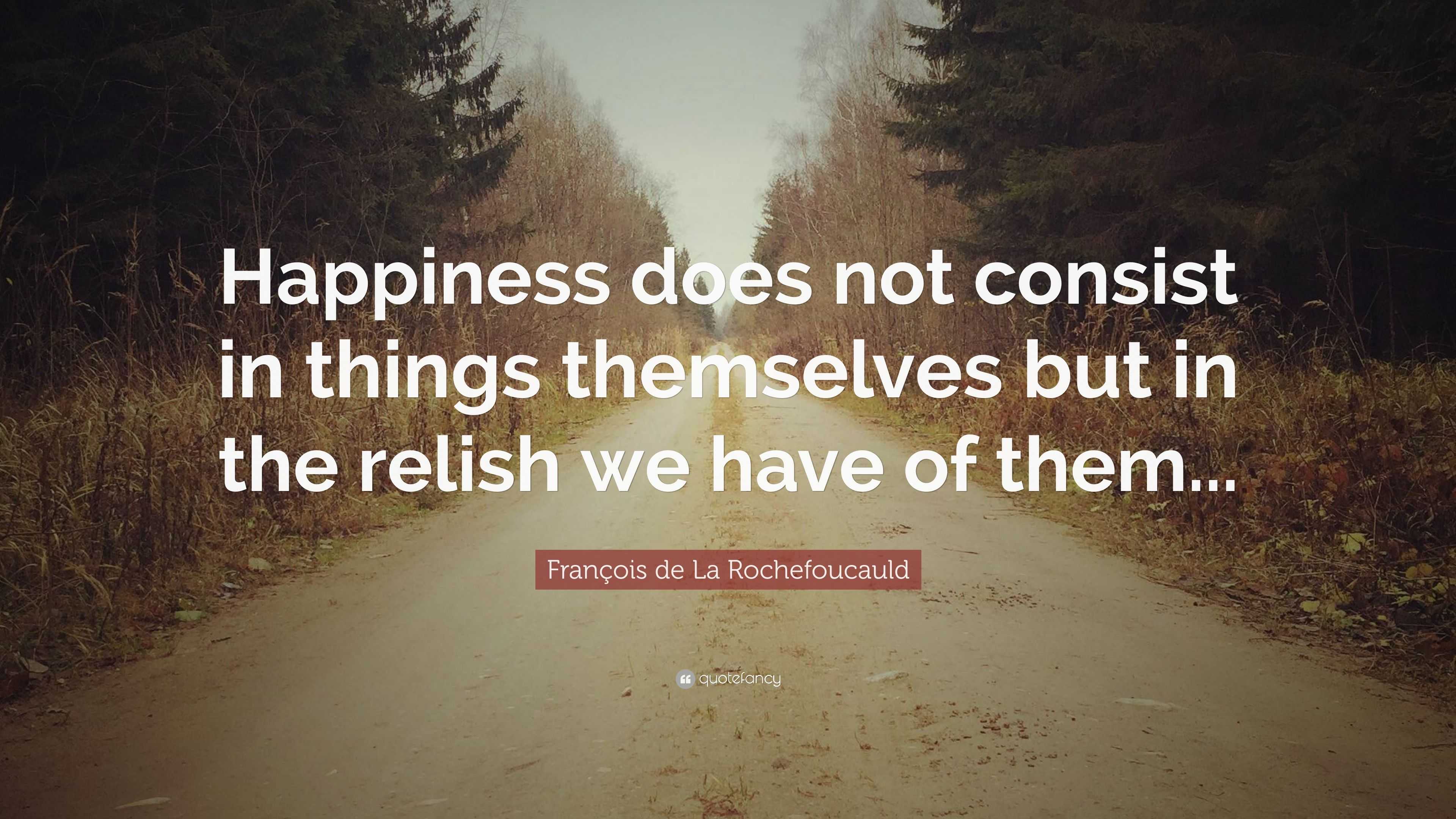 François de La Rochefoucauld Quote: “Happiness does not consist in ...