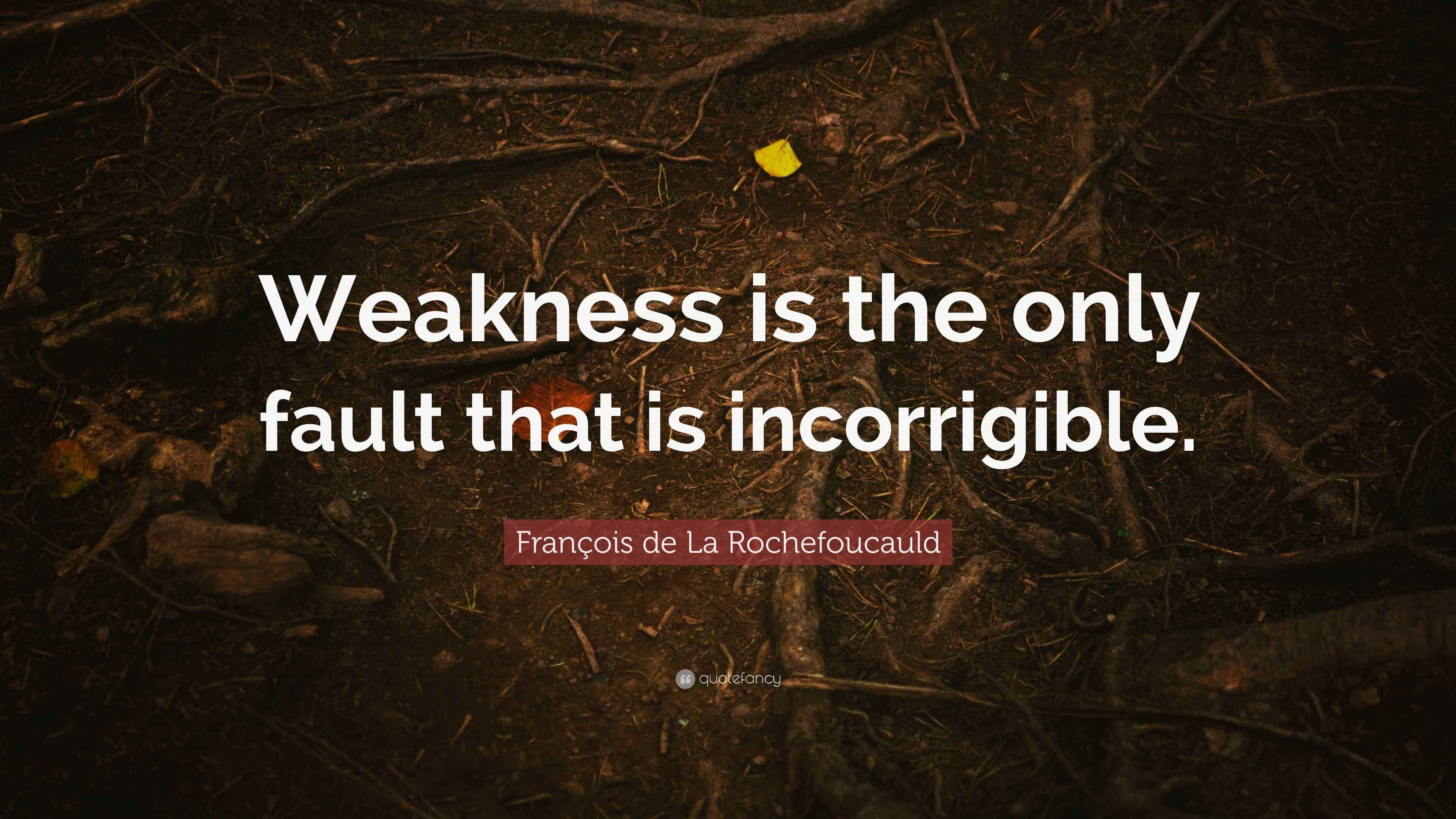François de La Rochefoucauld Quote “Weakness is the only fault that is